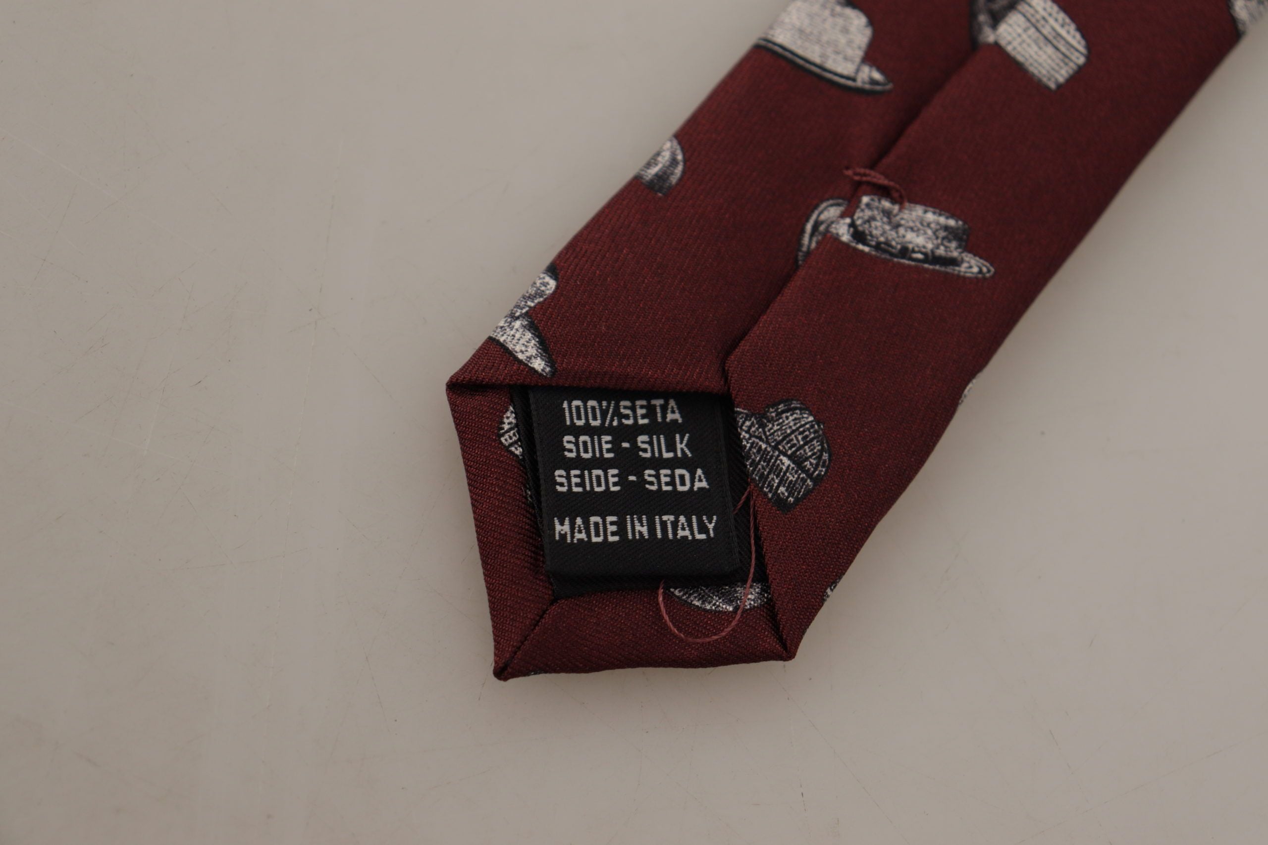 Dolce & Gabbana Rödbrun Hatt Mönstrad 100% Siden Justerbar Slips