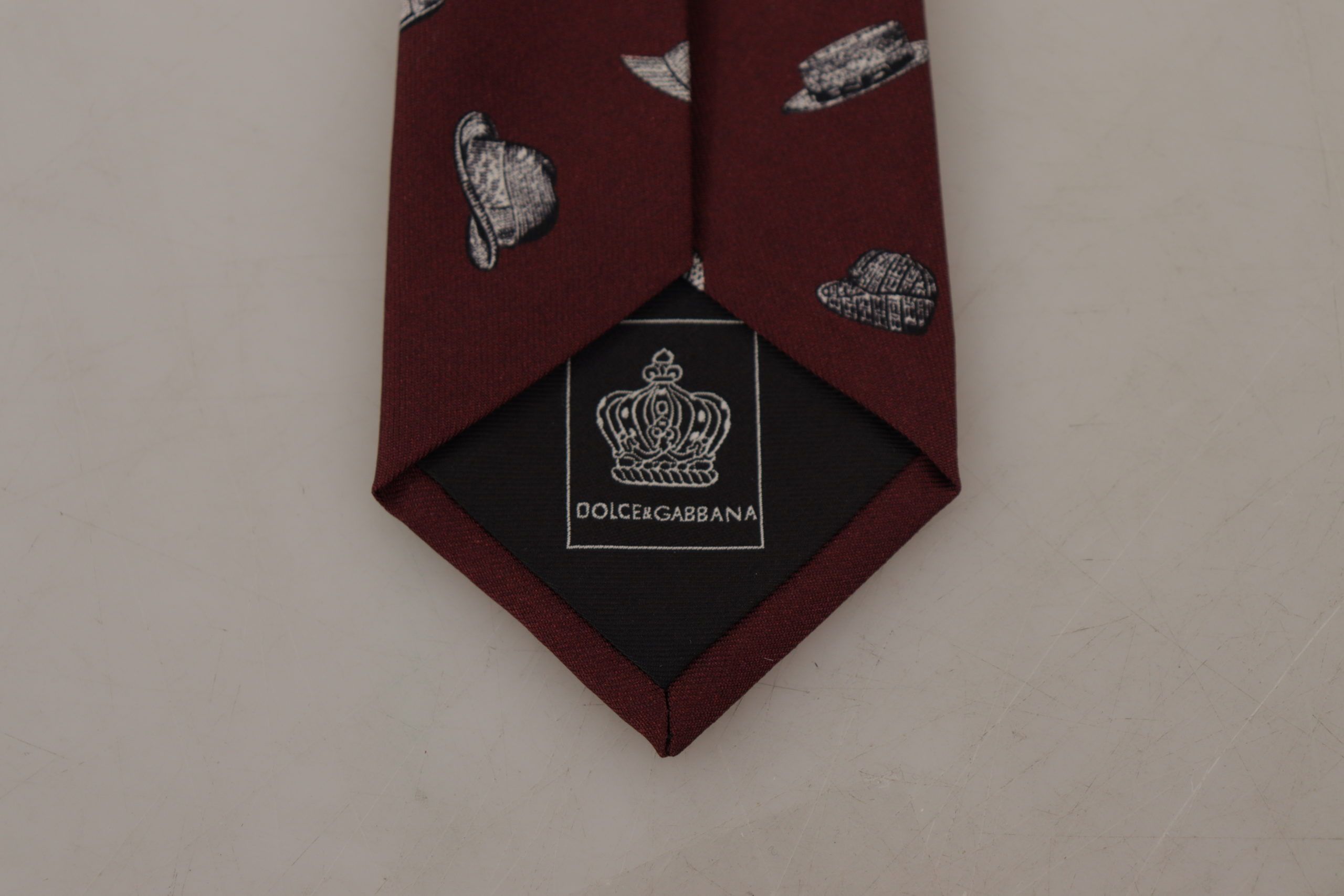 Dolce & Gabbana Rödbrun Hatt Mönstrad 100% Siden Justerbar Slips