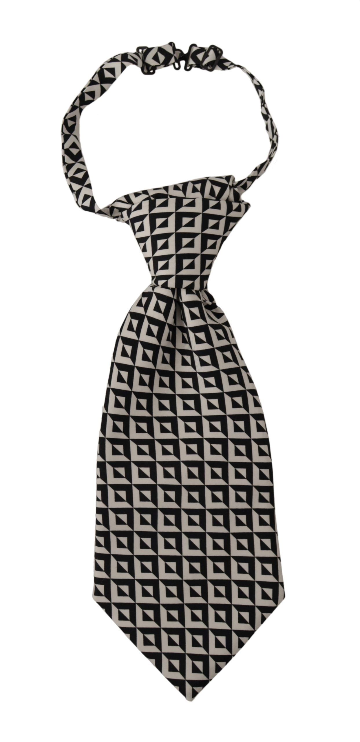 Dolce & Gabbana Svartvit Geometrisk Justerbar Slips i 100 % Siden
