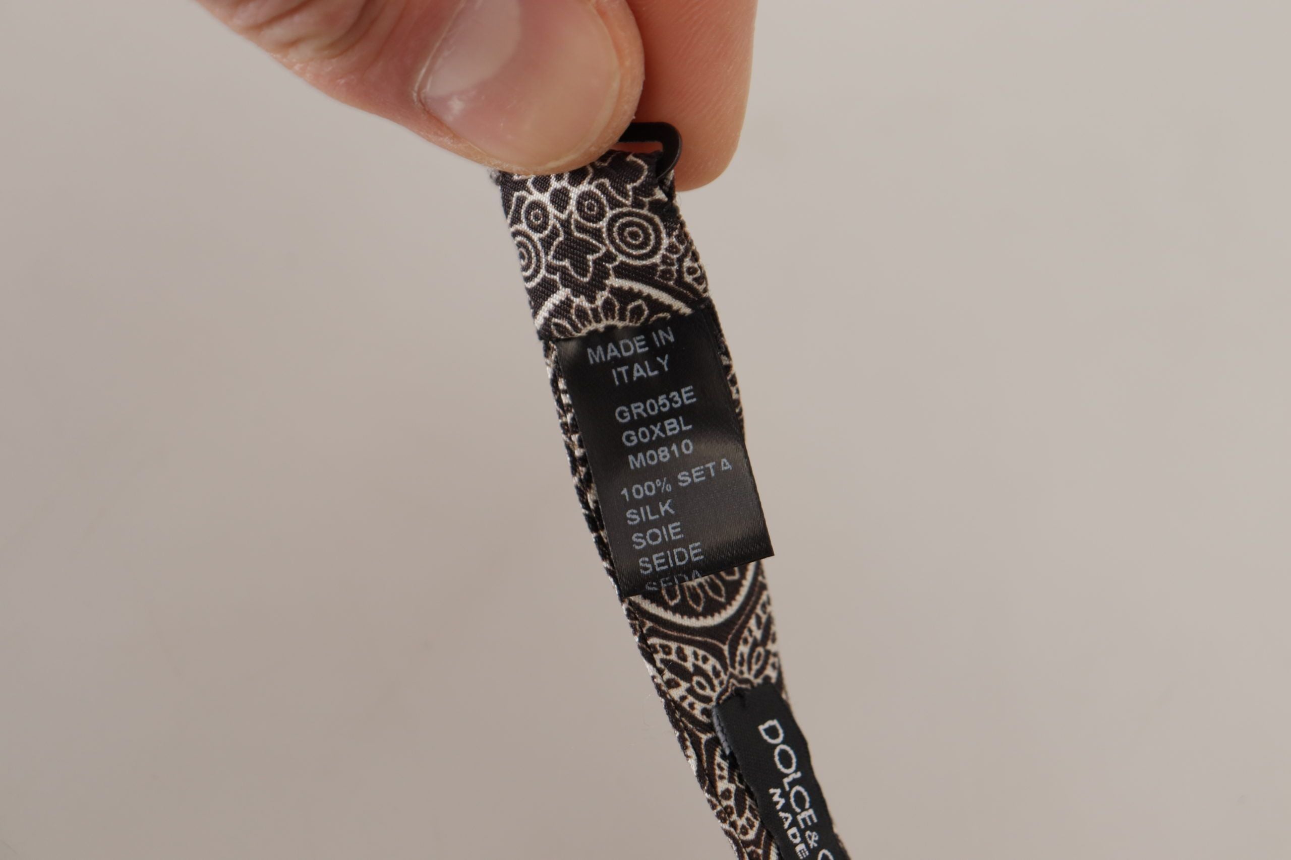 Dolce & Gabbana Svartvit 100% Siden Justerbar Halsringning Papillon Slips