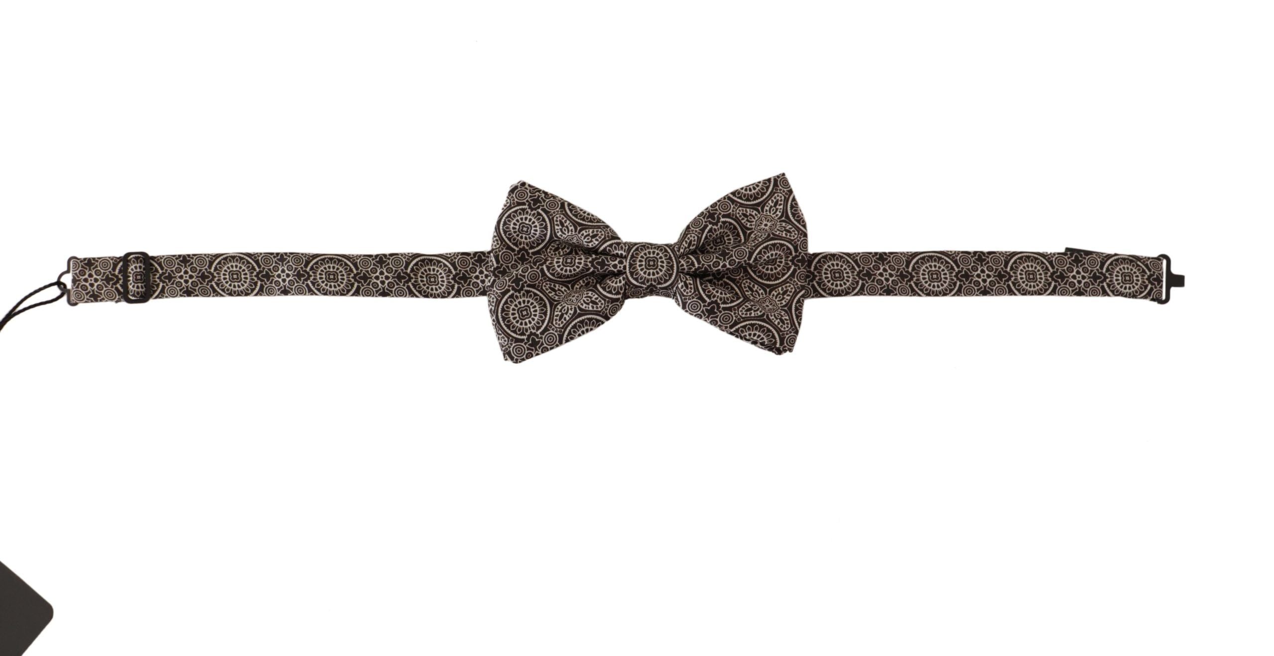 Dolce & Gabbana Svartvit 100% Siden Justerbar Halsringning Papillon Slips