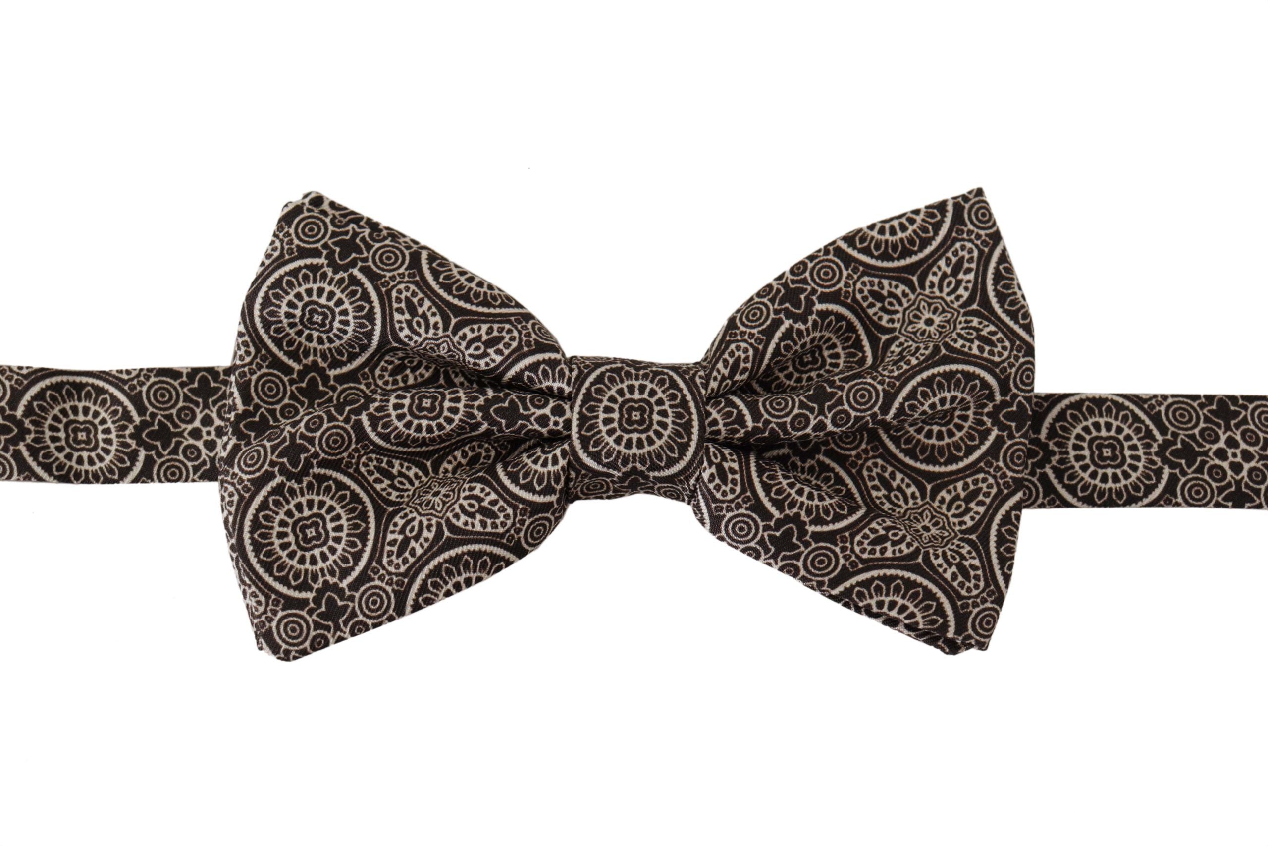 Dolce & Gabbana Svartvit 100% Siden Justerbar Halsringning Papillon Slips