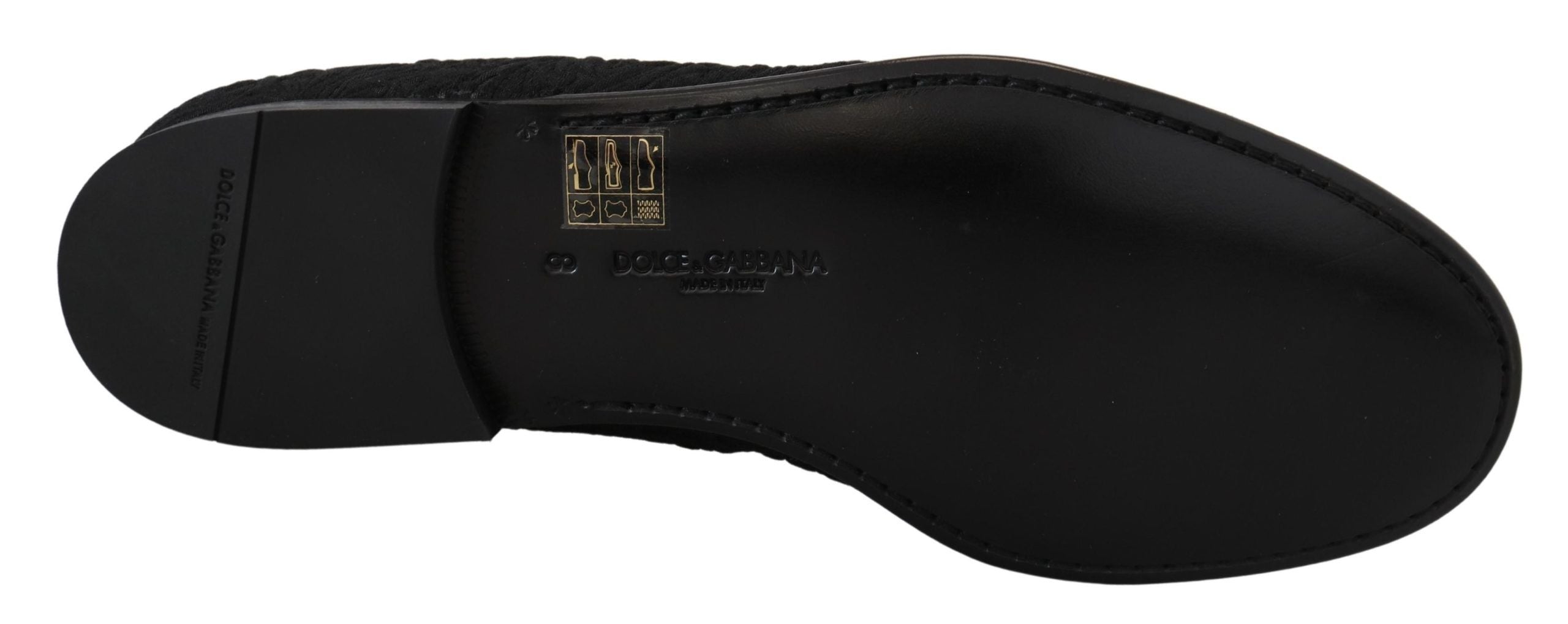 Dolce & Gabbana Svarta Blommiga Jacquardtofflor Loafers Skor