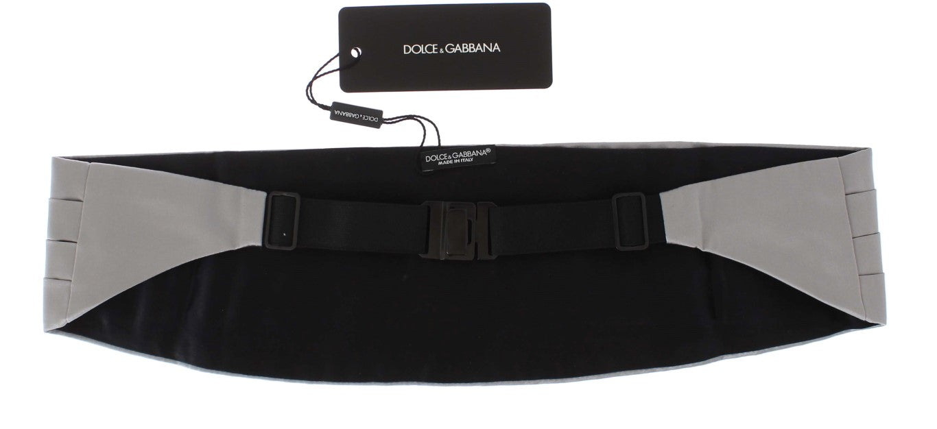 Dolce & Gabbana Silver Brett Bälte Siden Gördel