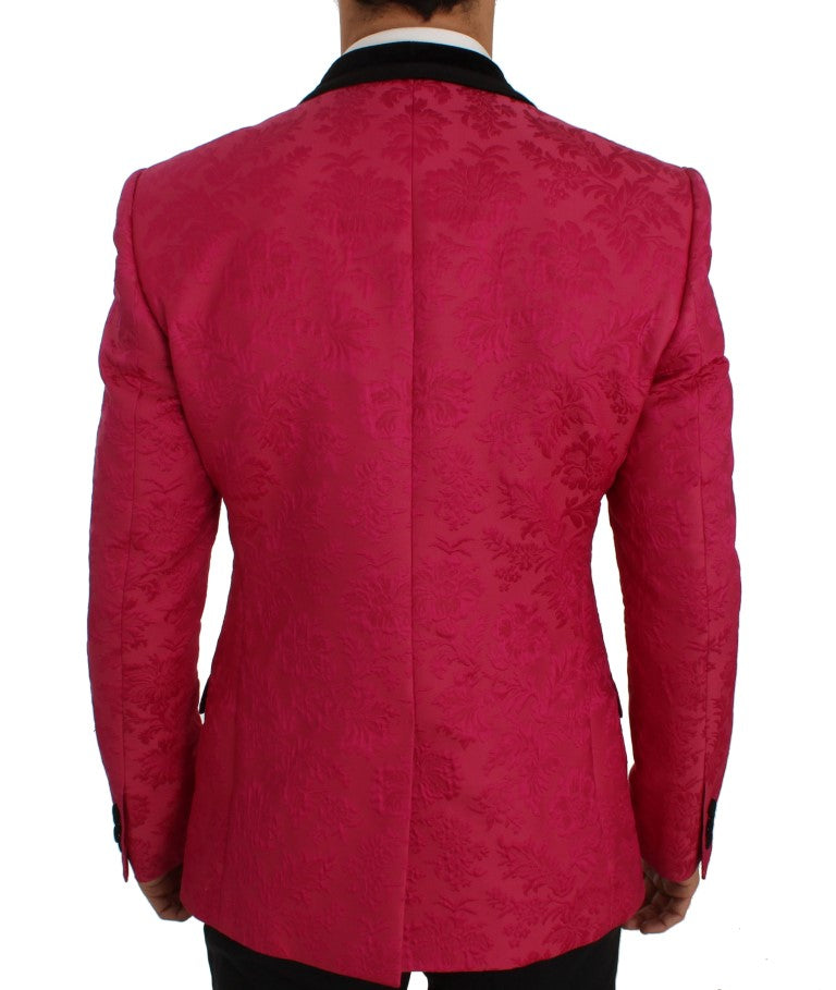 Dolce & Gabbana Rosa Blommig Brokad Slim Kavaj