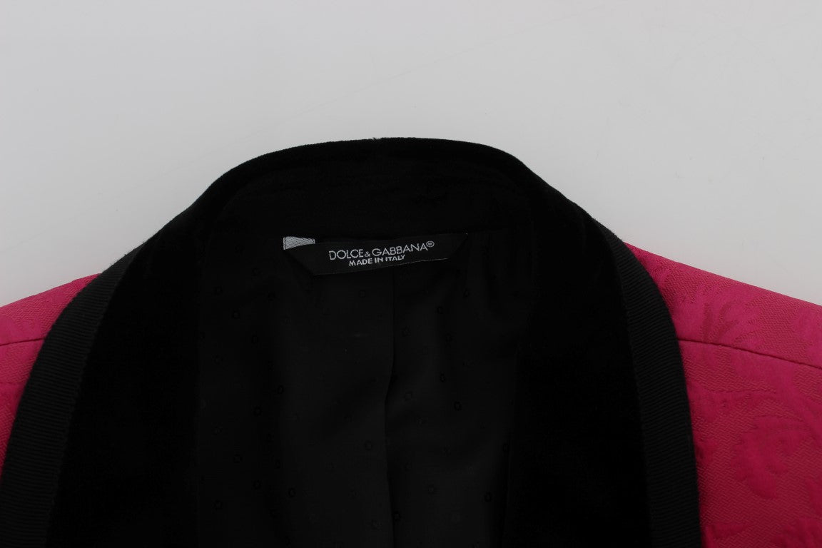 Dolce & Gabbana Rosa Blommig Brokad Slim Kavaj