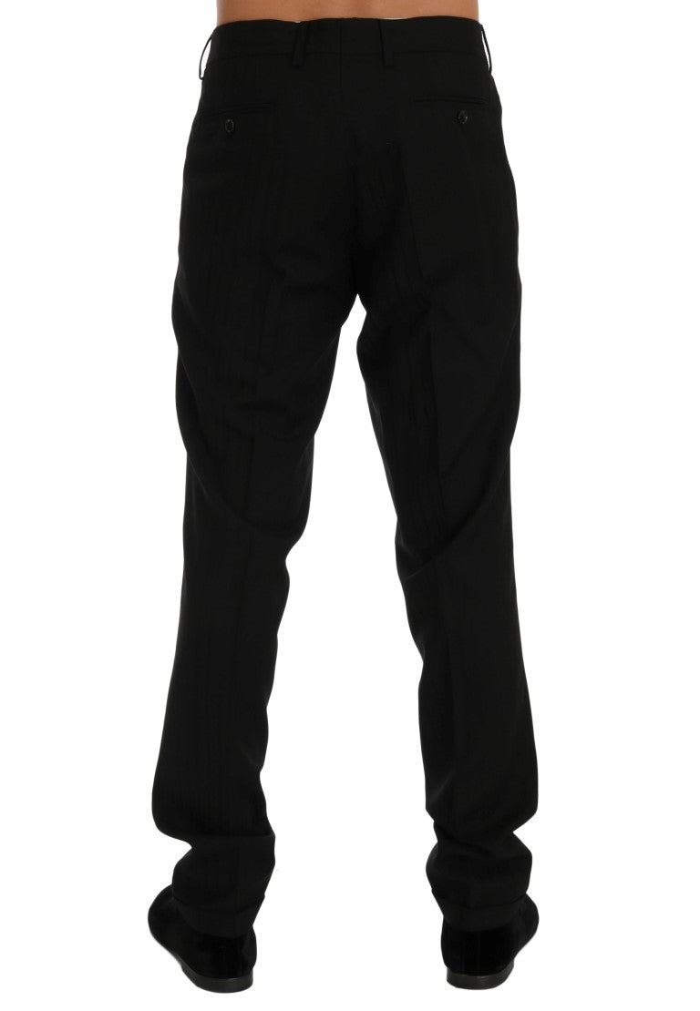 Dolce & Gabbana Svarta Randiga Ullbyxor i Stretch