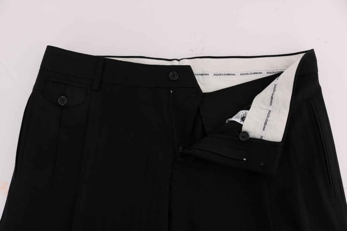 Dolce & Gabbana Svarta Randiga Ullbyxor i Stretch