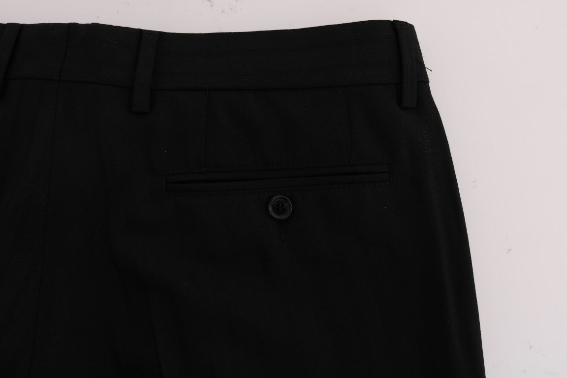 Dolce & Gabbana Svarta Randiga Ullbyxor i Stretch
