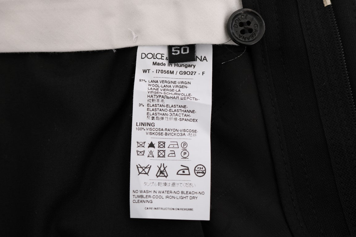 Dolce & Gabbana Svarta Randiga Ullbyxor i Stretch