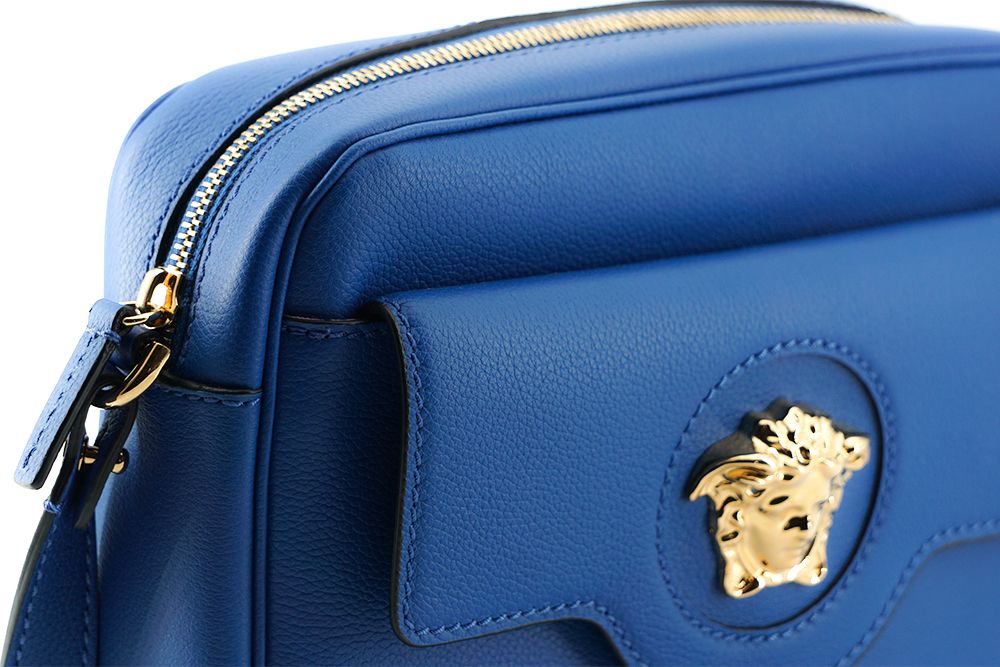 Versace Elegant Blå Kameraväska i Kalvskinn