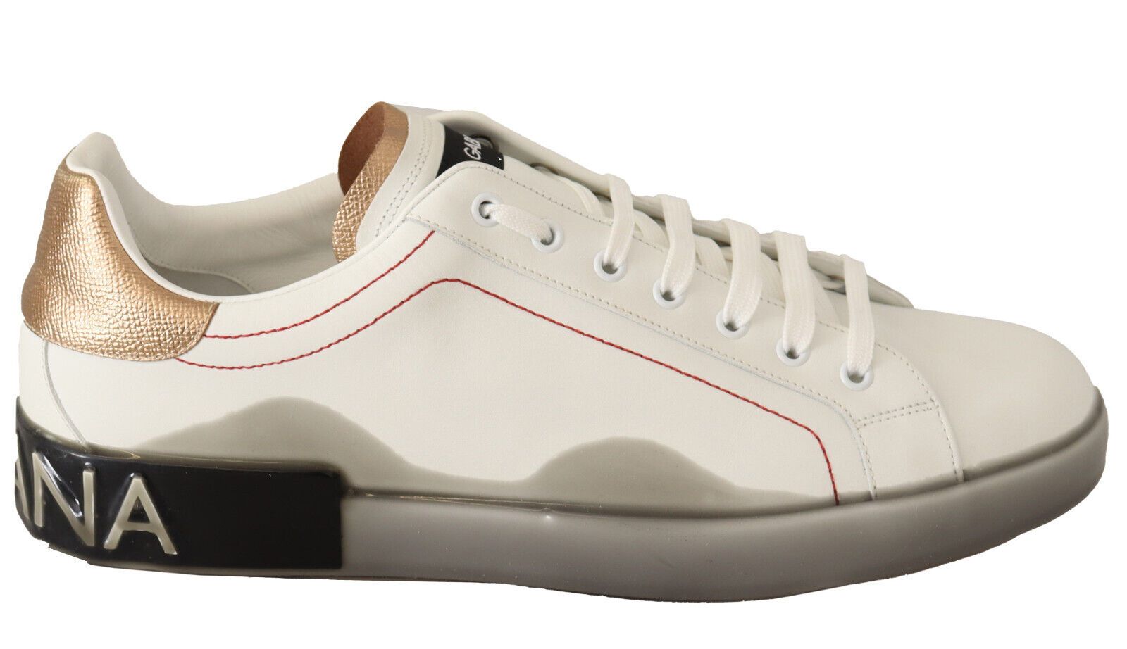 Dolce & Gabbana Vitguld Läder Låga Sneakers Casual Skor