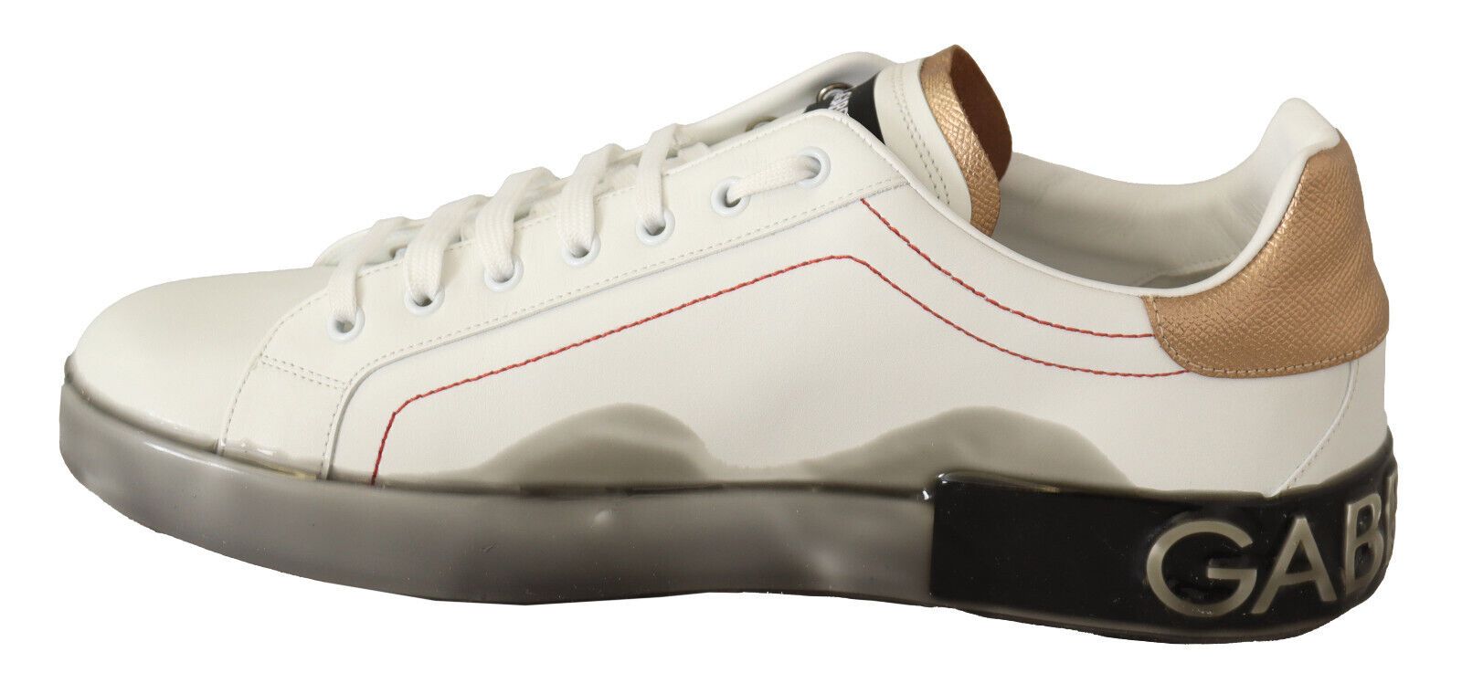 Dolce & Gabbana Vitguld Läder Låga Sneakers Casual Skor