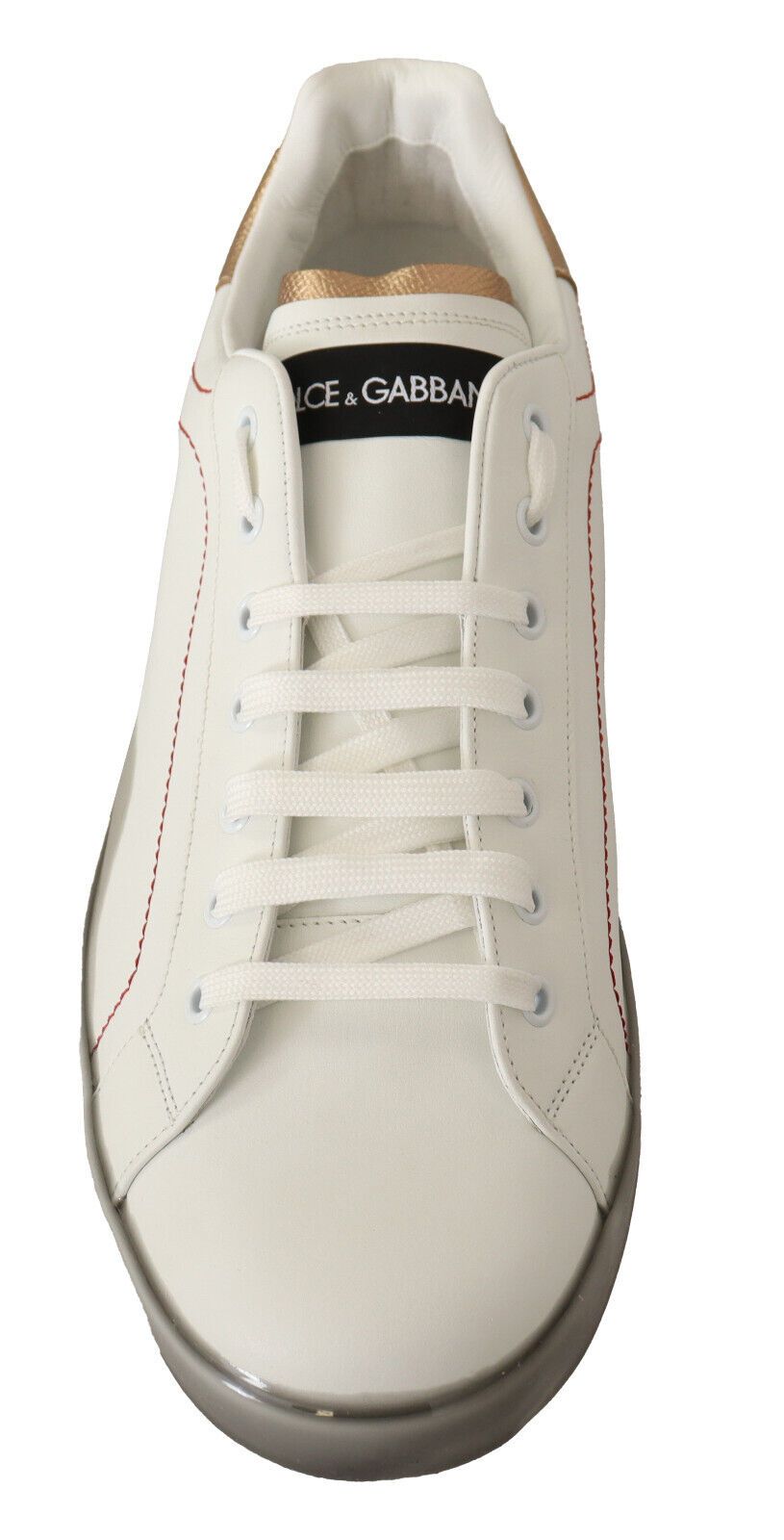 Dolce & Gabbana Vitguld Läder Låga Sneakers Casual Skor