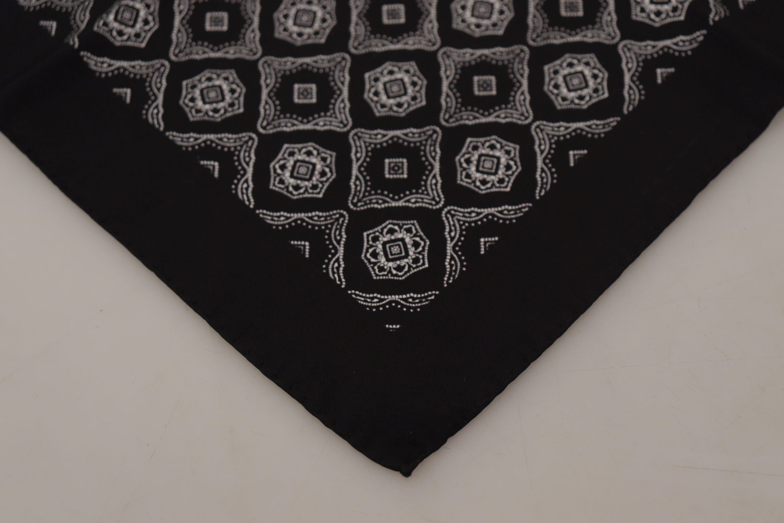 Dolce & Gabbana Black Geometric Patterned Square Handkerchief Scarf