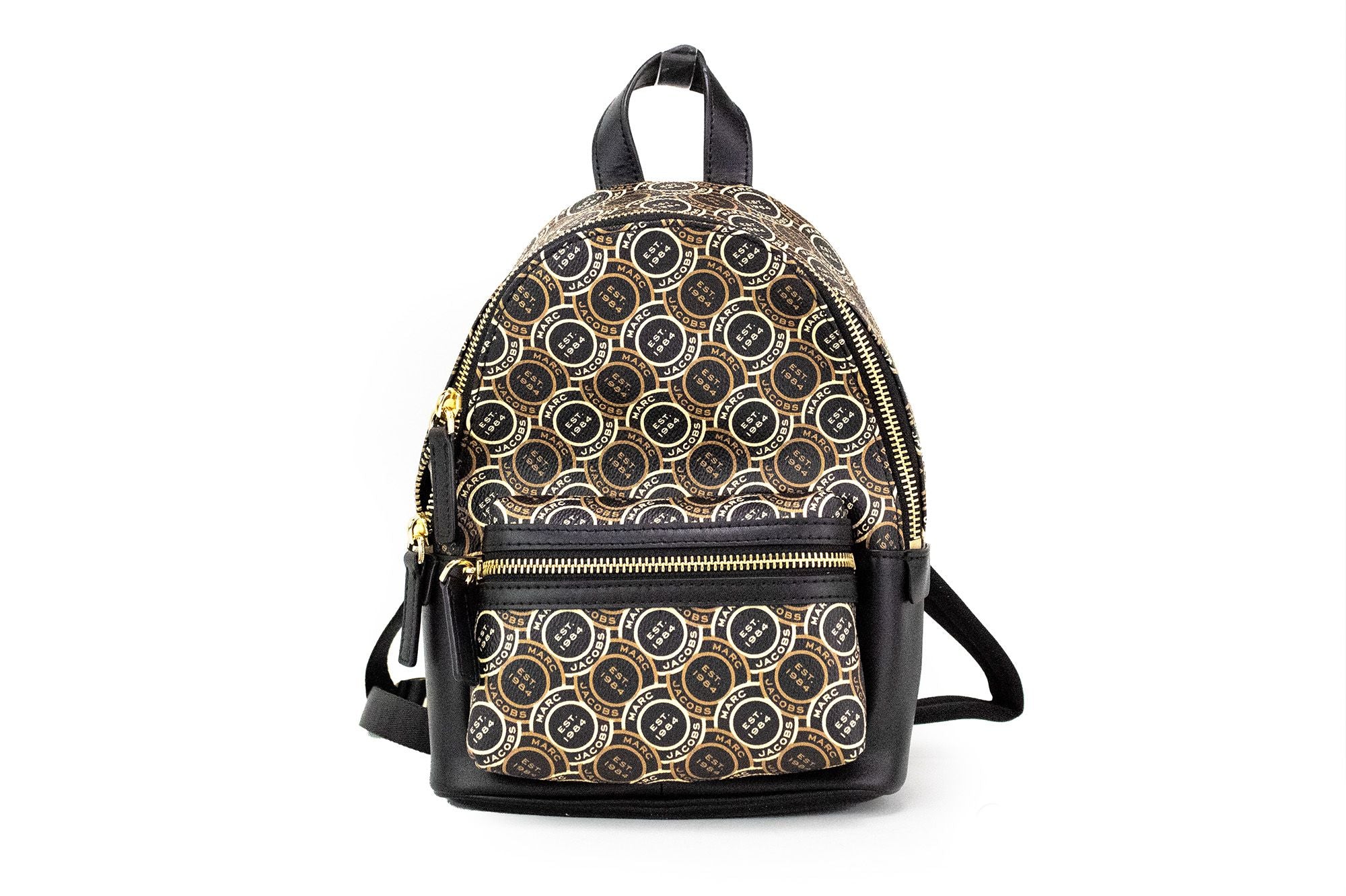 Marc Jacobs Signet Mini svart logotyptryckt läderryggsäck med axelrem