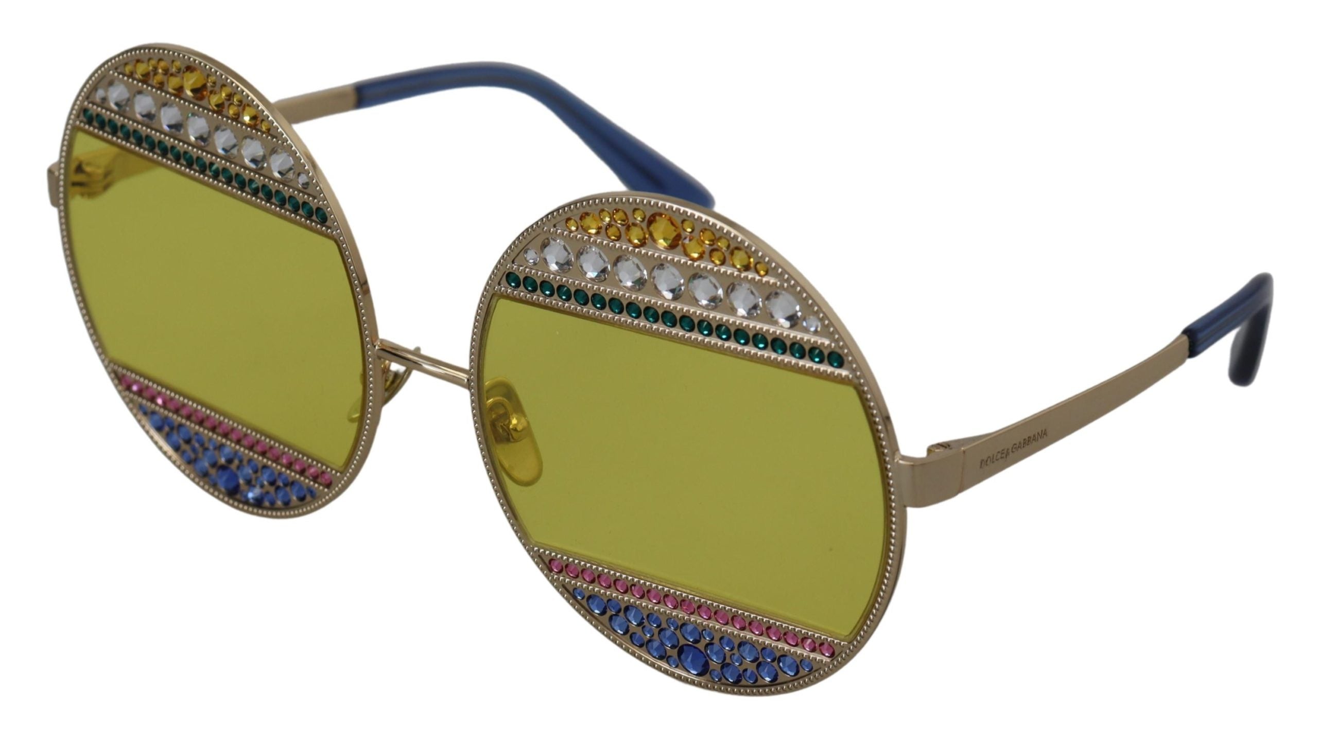 Dolce & Gabbana Guldfärgade Ovala Metallkristaller DG2209B Solglasögon