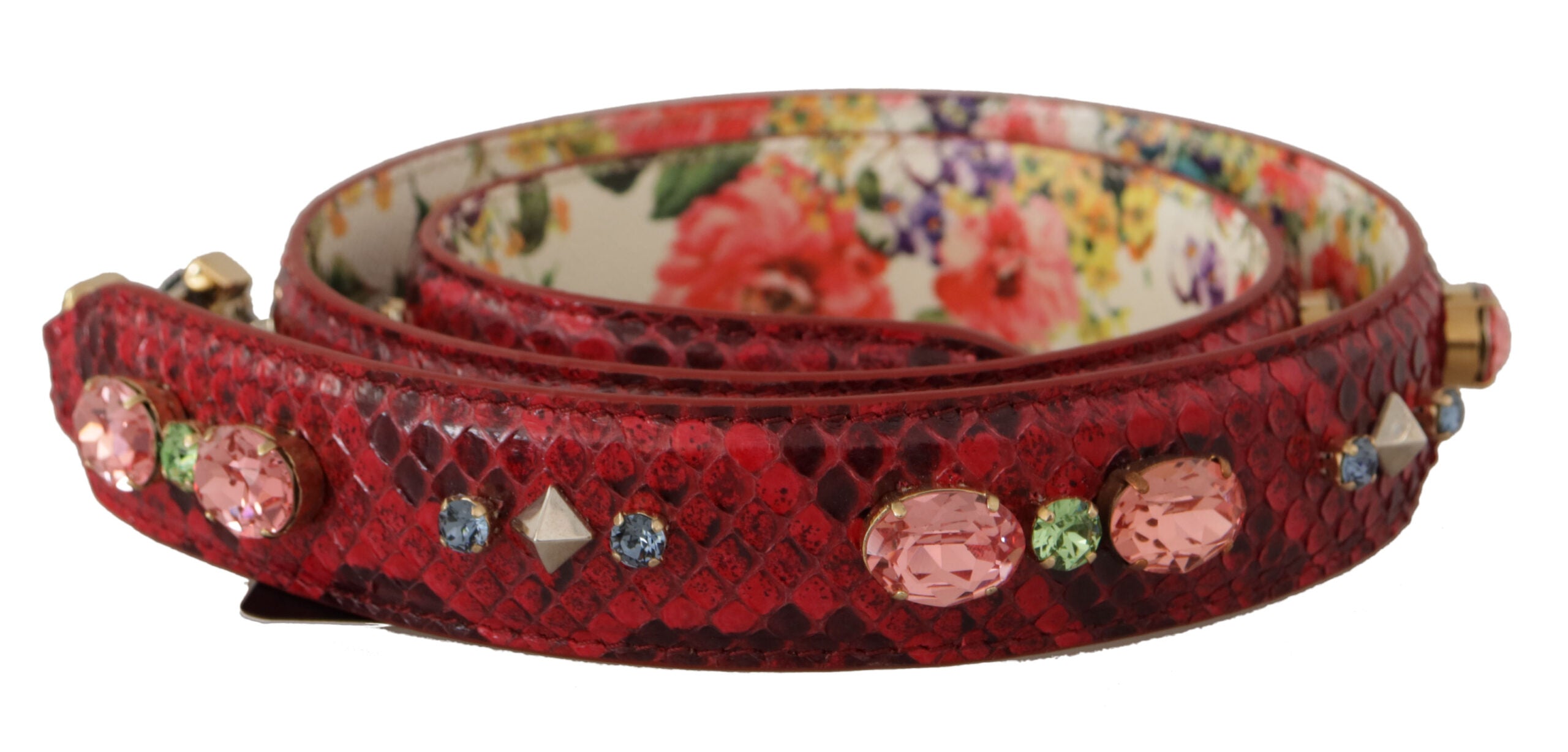 Dolce & Gabbana Röd Exotisk Läderkristall Vändbar Axelrem