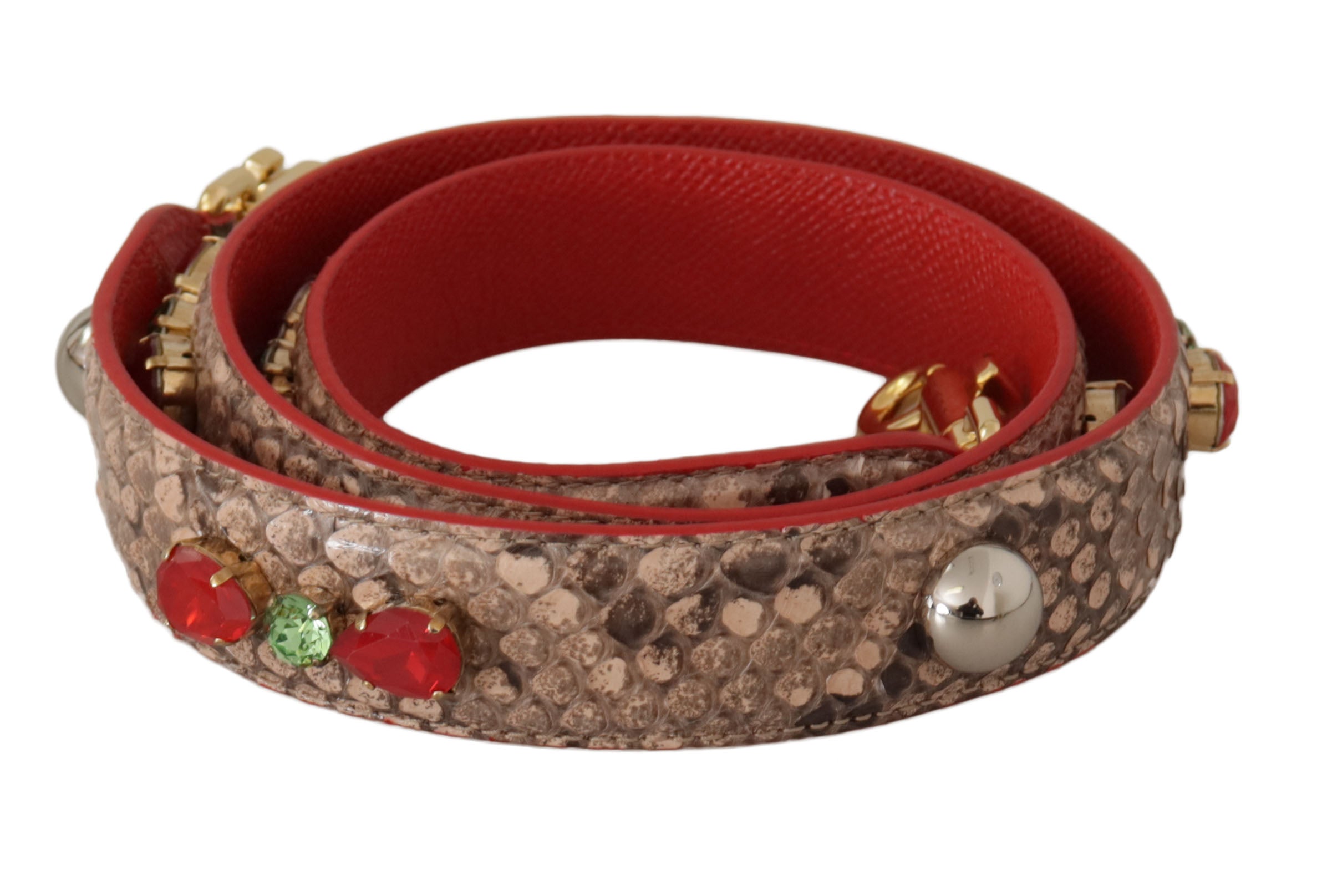 Dolce & Gabbana Brun Python Läder Kristaller Axelrem