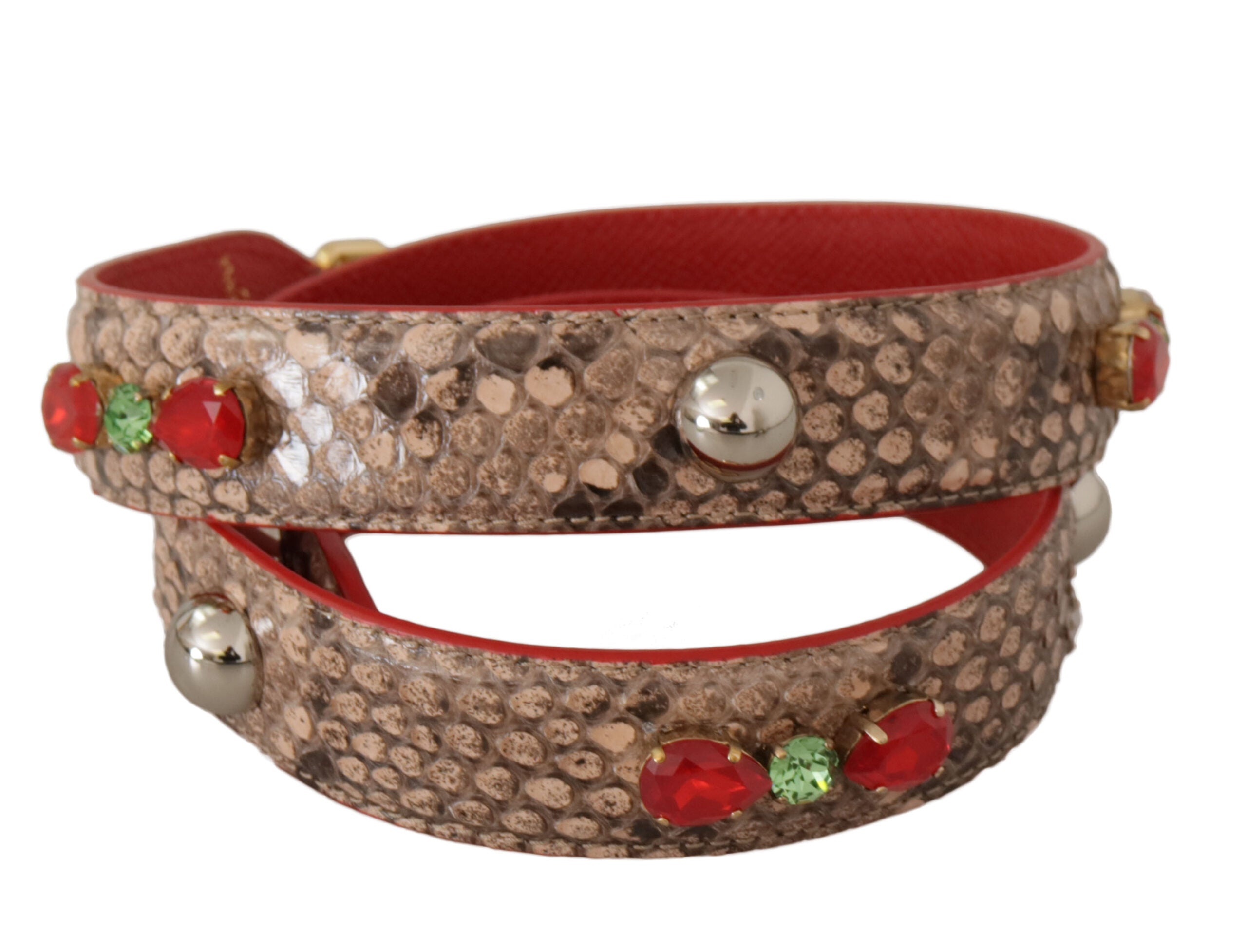 Dolce & Gabbana Brun Python Läder Kristaller Axelrem