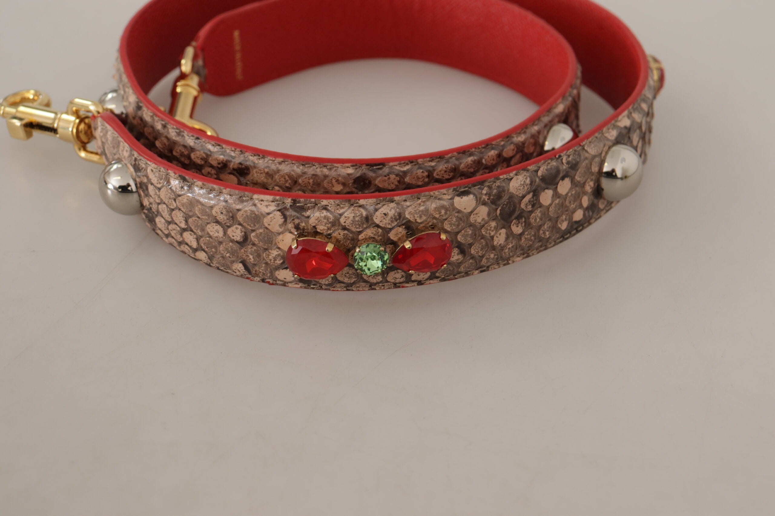 Dolce & Gabbana Brun Python Läder Kristaller Axelrem