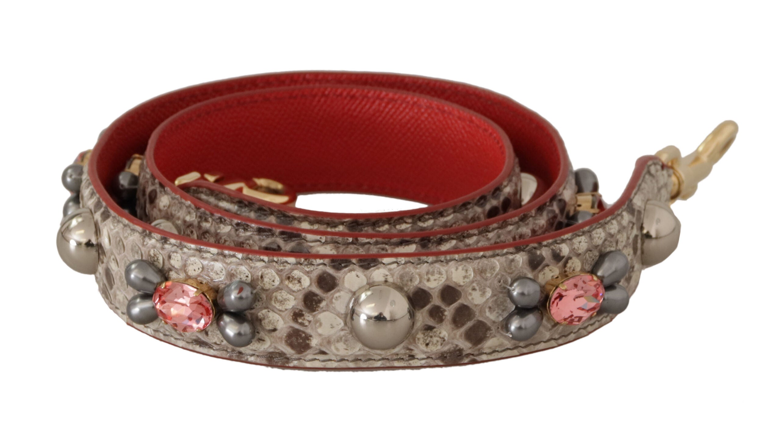 Dolce & Gabbana Beige Exotisk Läder Axelrem med Nitar