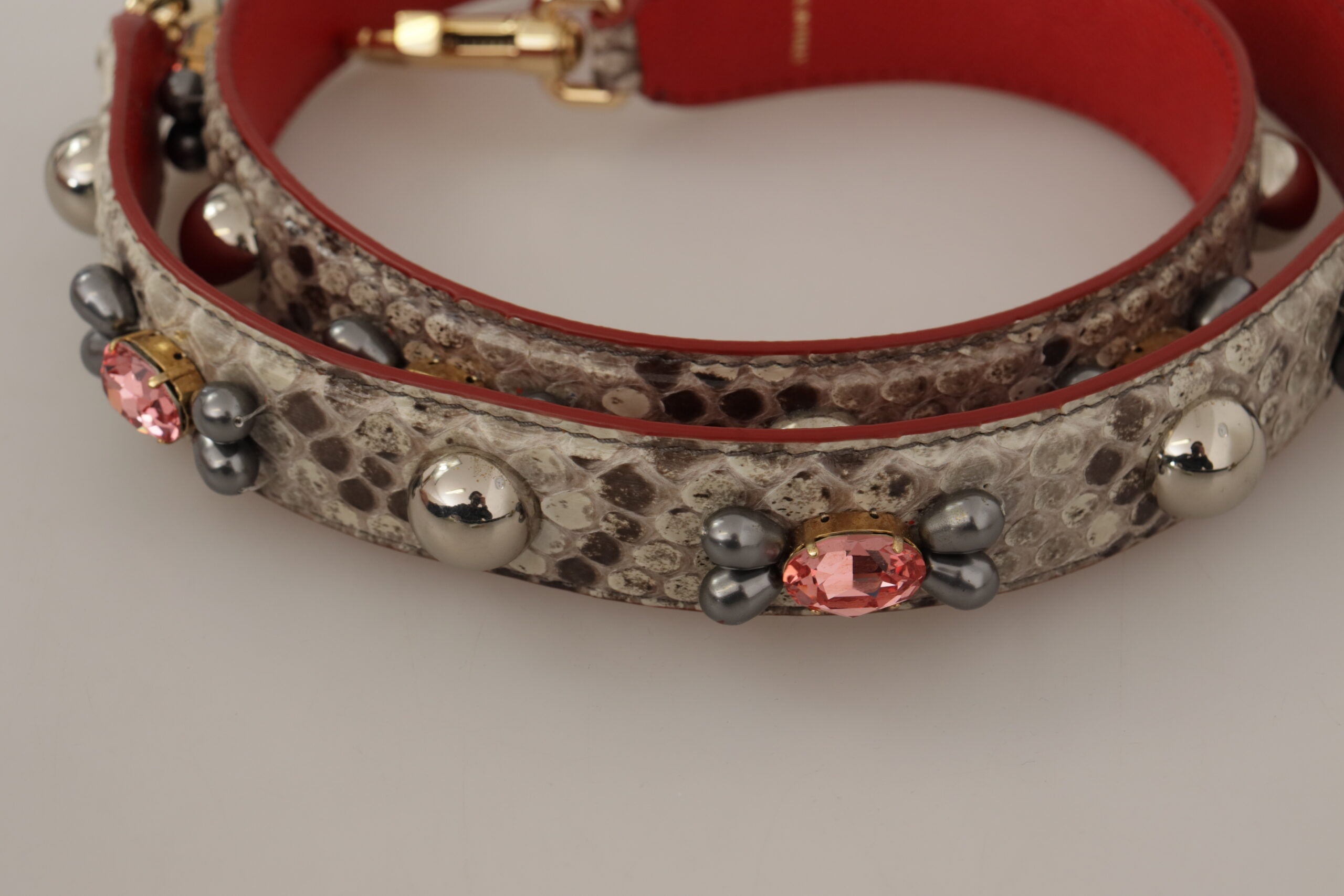 Dolce & Gabbana Beige Exotisk Läder Axelrem med Nitar