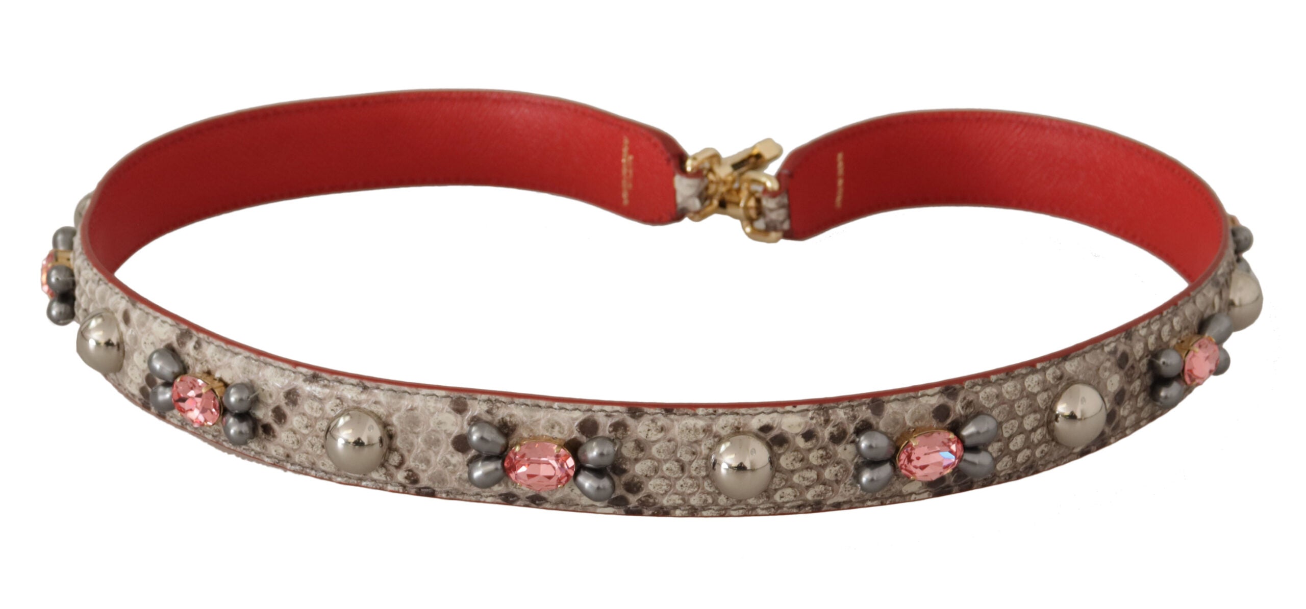 Dolce & Gabbana Beige Exotisk Läder Axelrem med Nitar