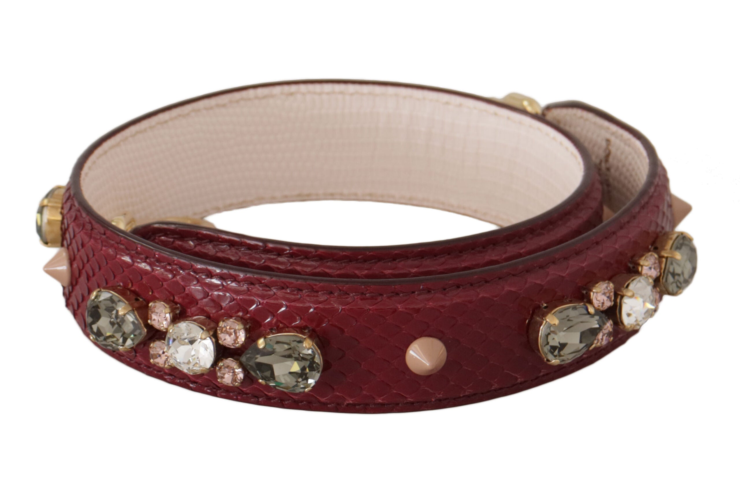 Dolce & Gabbana Bordeaux Läderväska med Kristaller Axelrem
