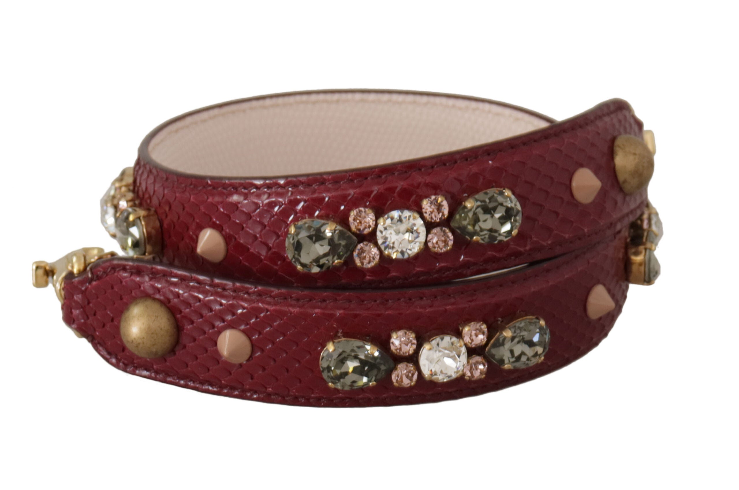 Dolce & Gabbana Bordeaux Läderväska med Kristaller Axelrem