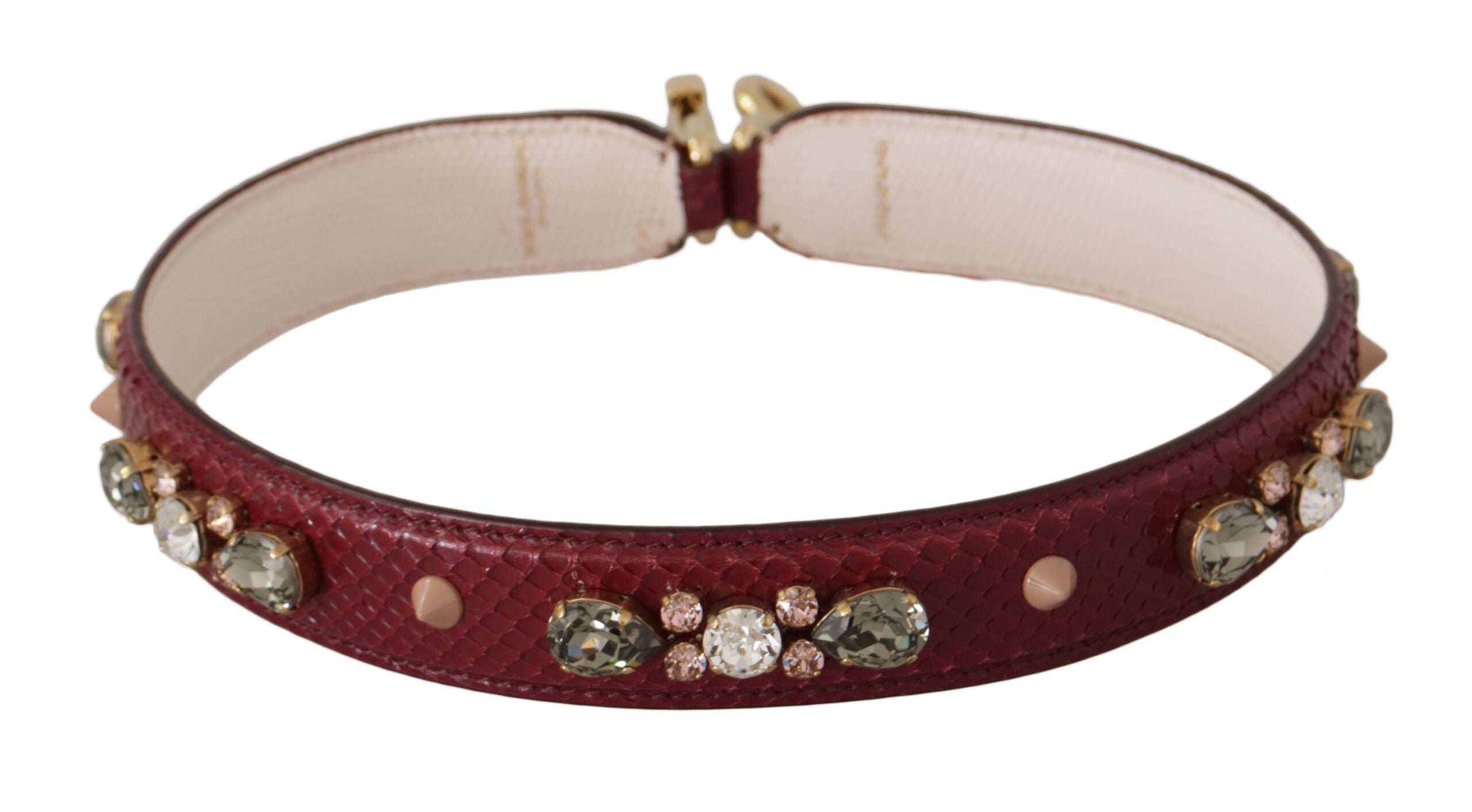 Dolce & Gabbana Bordeaux Läderväska med Kristaller Axelrem