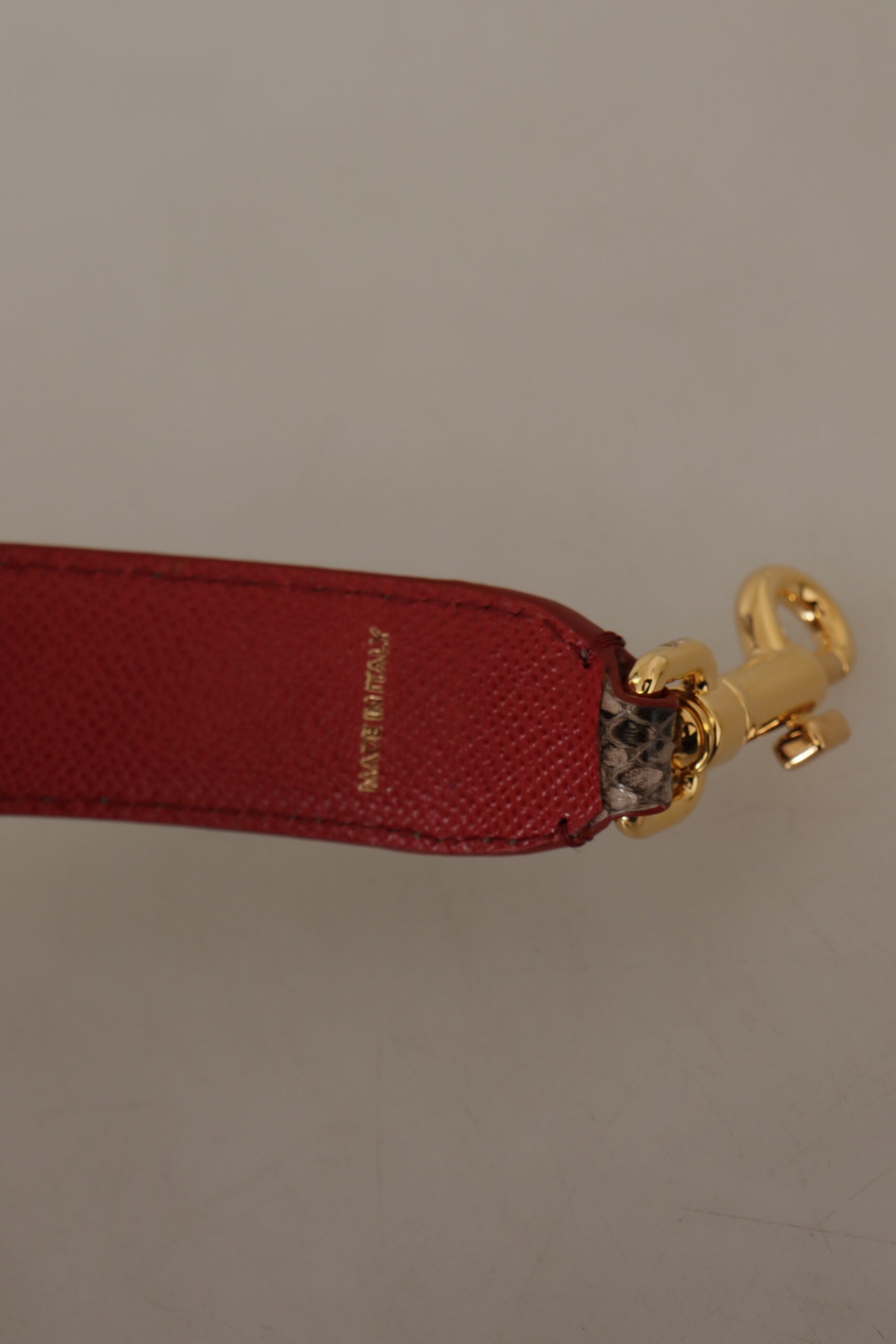 Dolce & Gabbana Brun Pyton Läder Axelrem med Nitar