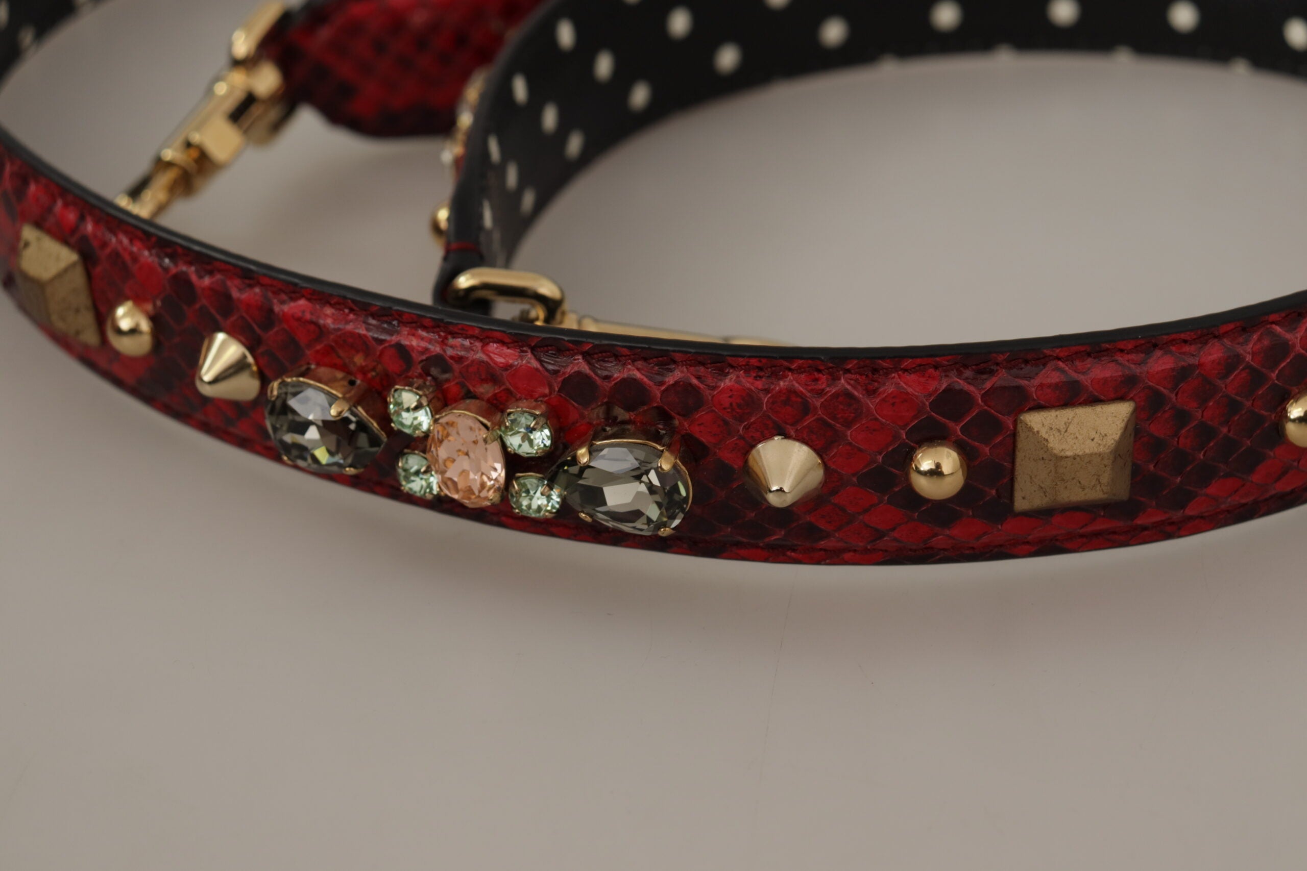 Dolce & Gabbana Röd Pyton Läderkristall Vändbar Axelrem