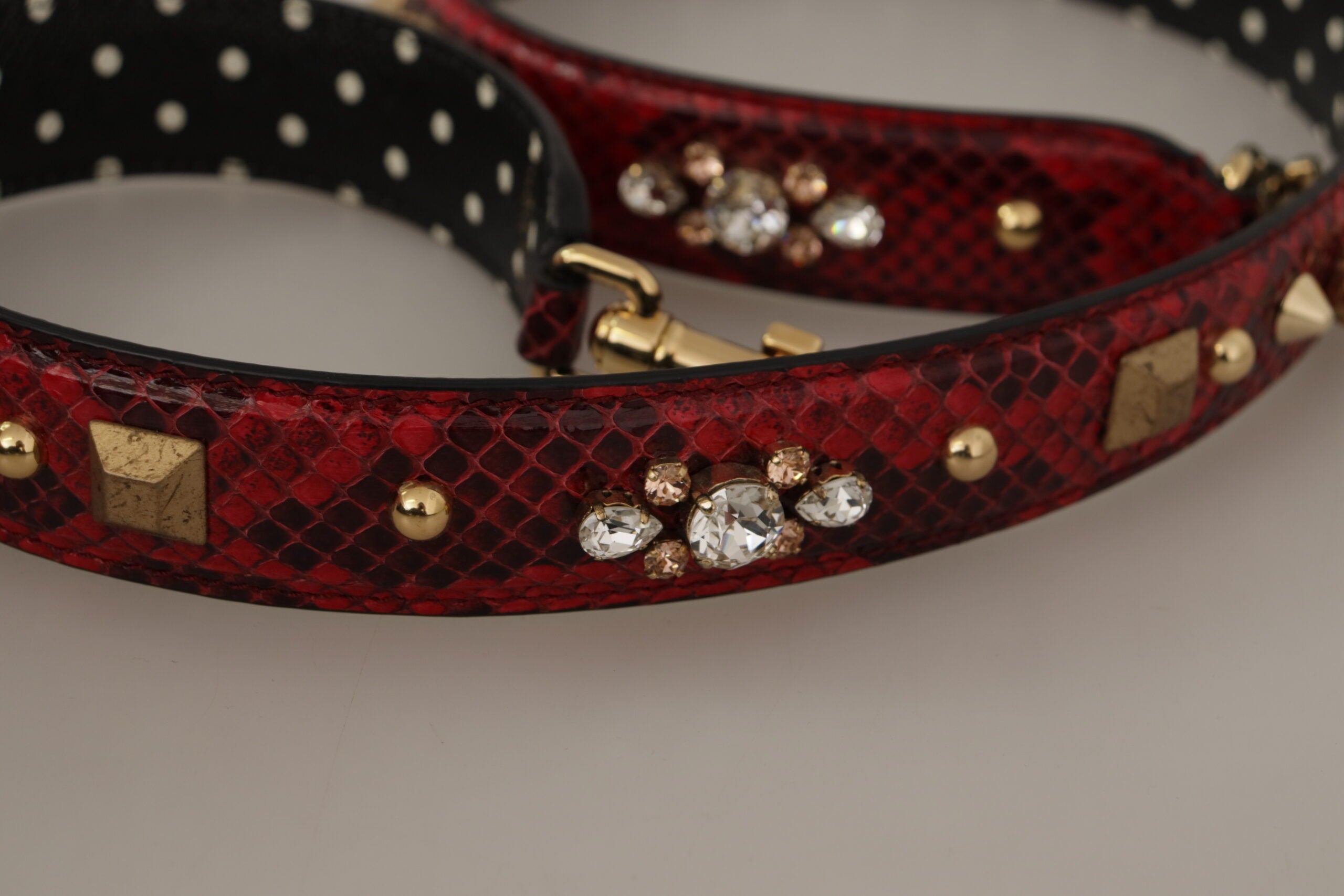 Dolce & Gabbana Röd Pyton Läderkristall Vändbar Axelrem