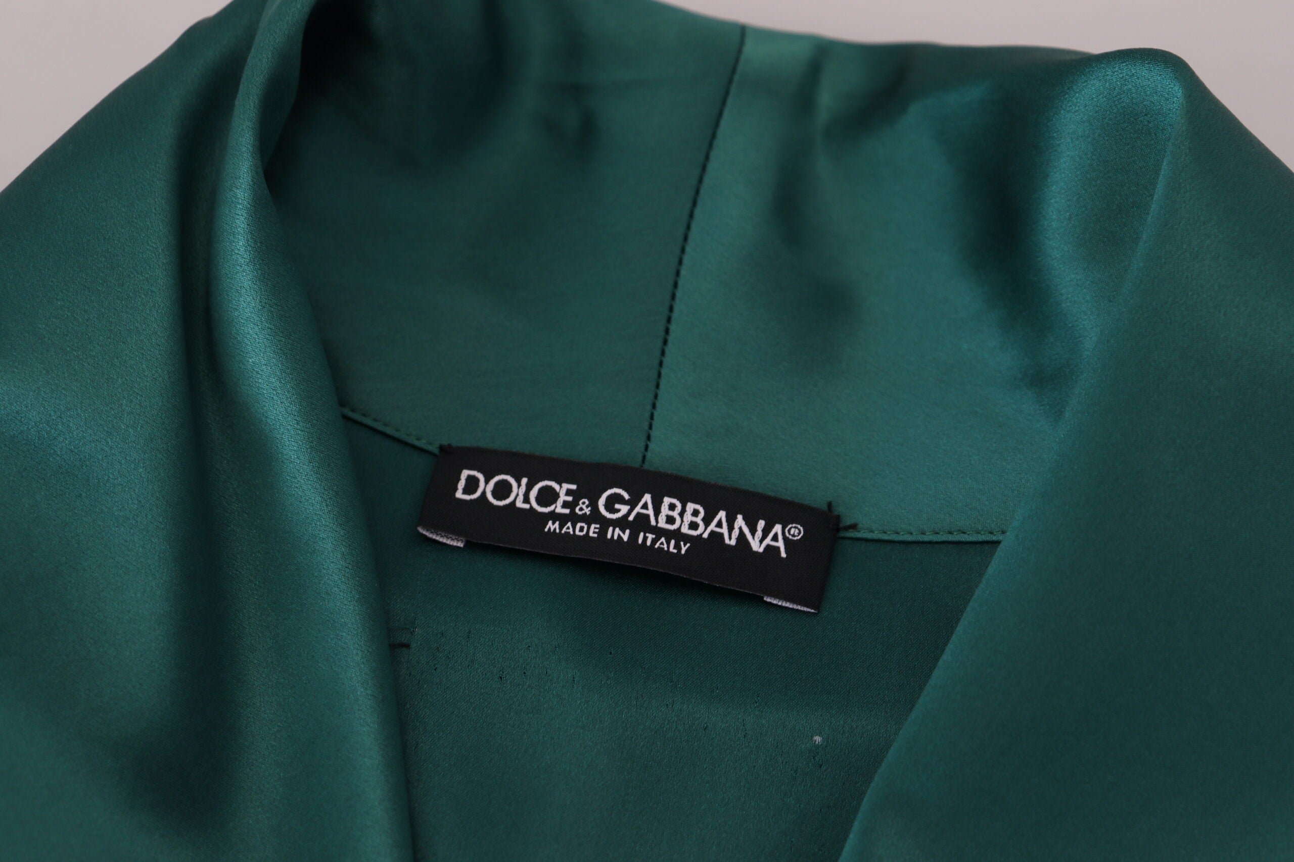 Dolce & Gabbana Grön Sidenmorgonrock med Midjebälte Nattkläder