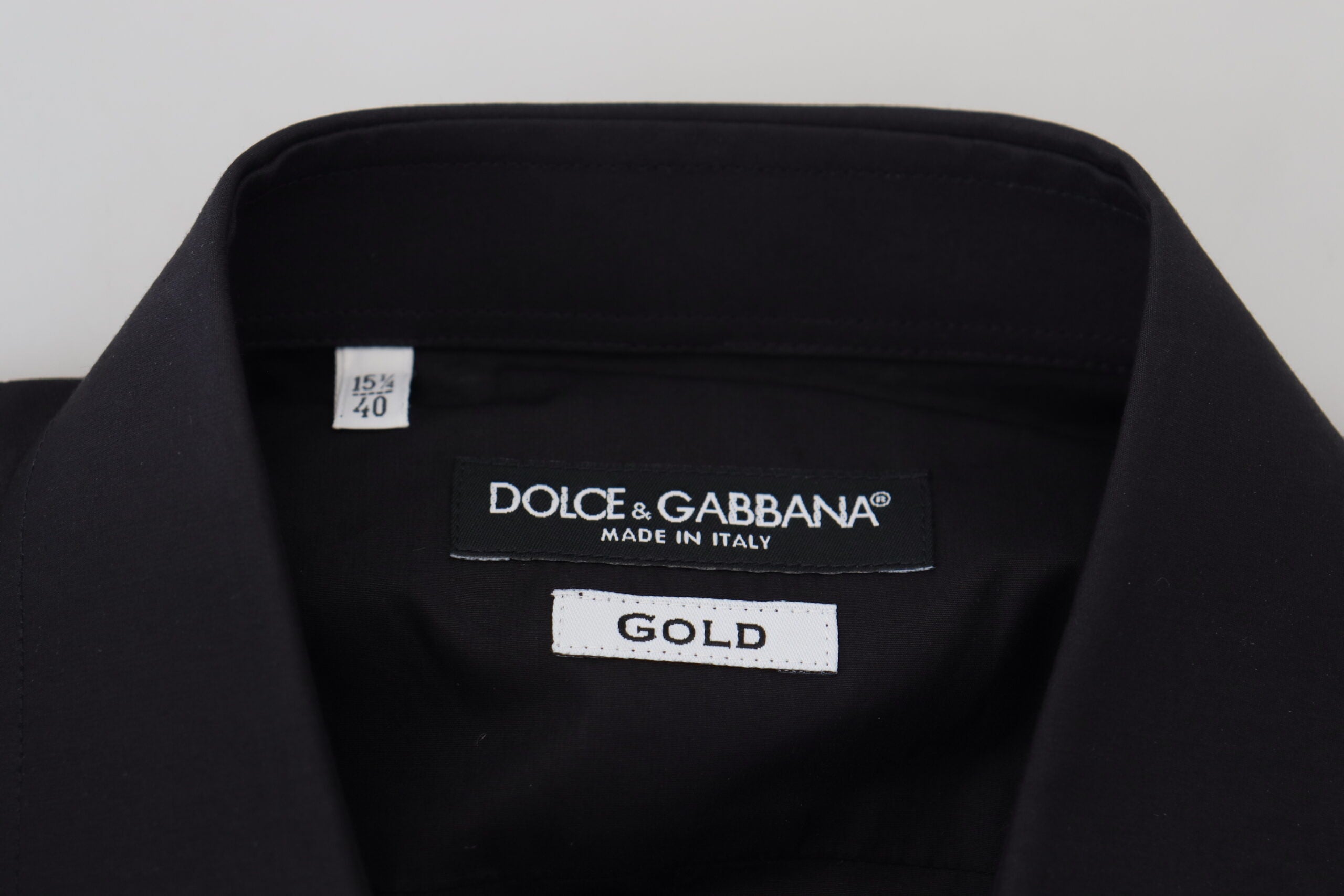 Dolce & Gabbana Svart Blommig Broderi Herr Långärmad GULD Skjorta