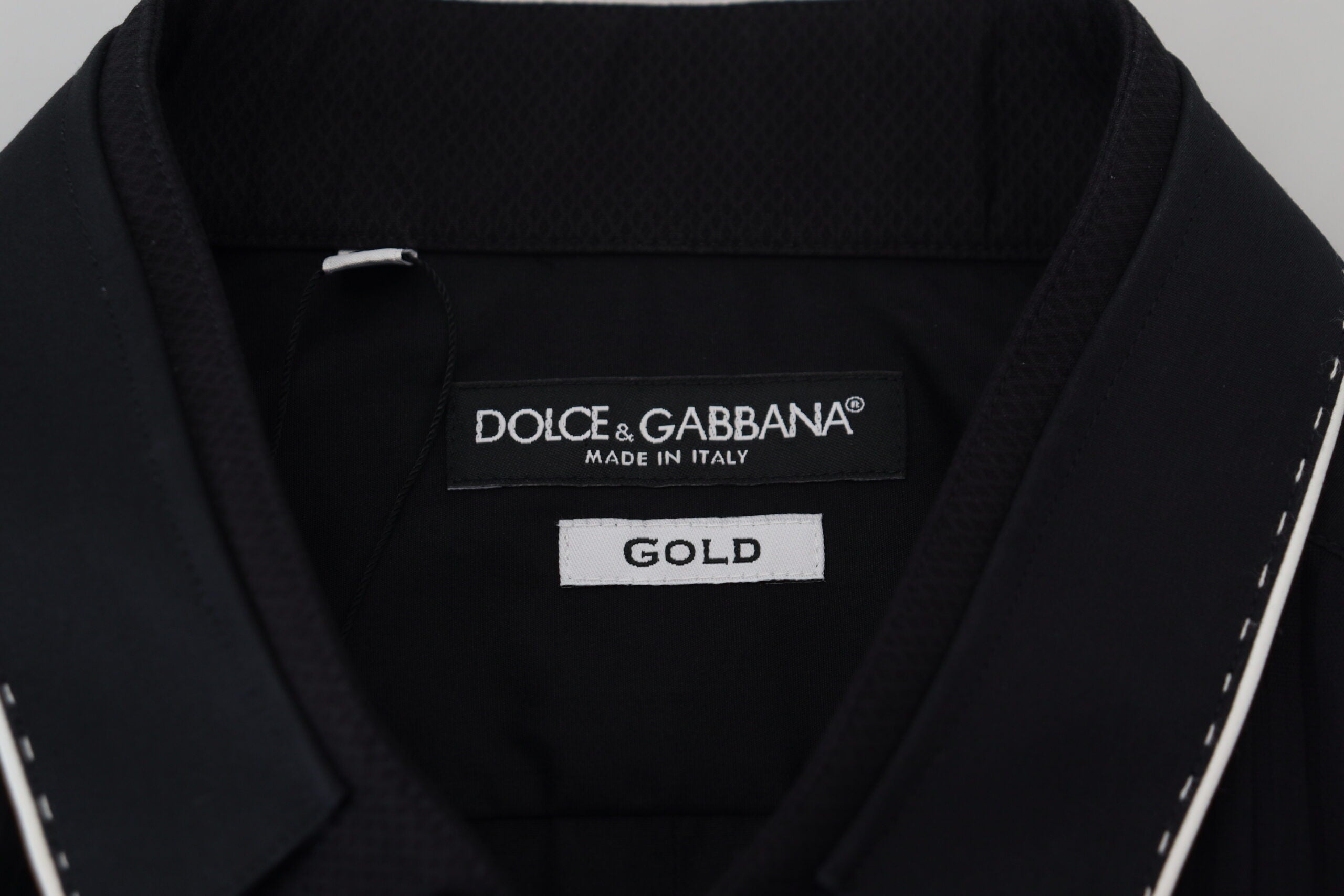 Dolce & Gabbana GULD Svart Slim Fit Bomullsskjorta i Smoking