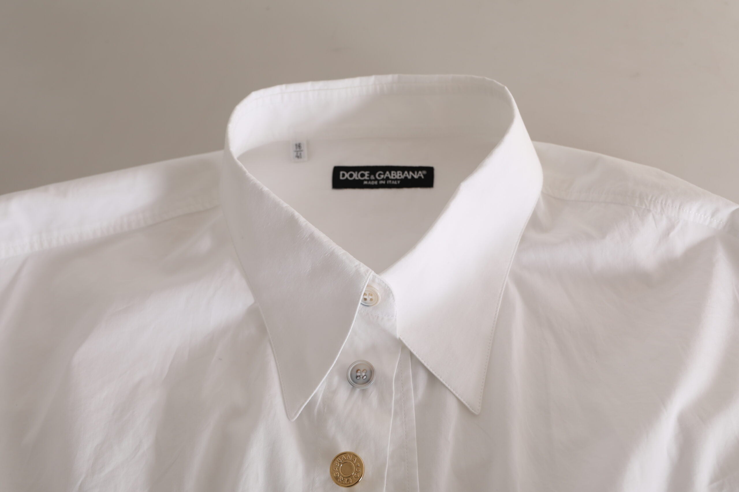 Dolce & Gabbana Vit Logotyp Bomull Casual Långärmad Skjorta