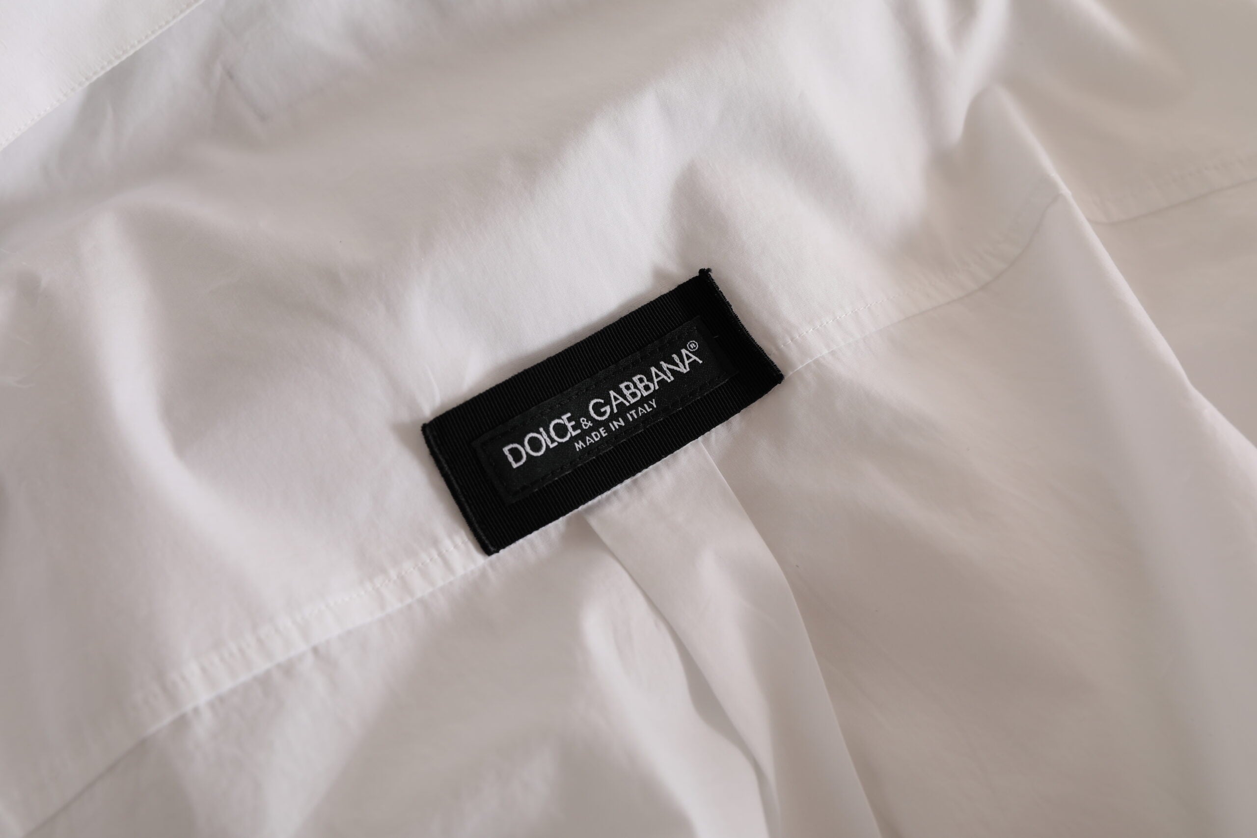 Dolce & Gabbana Vit Logotyp Bomull Casual Långärmad Skjorta