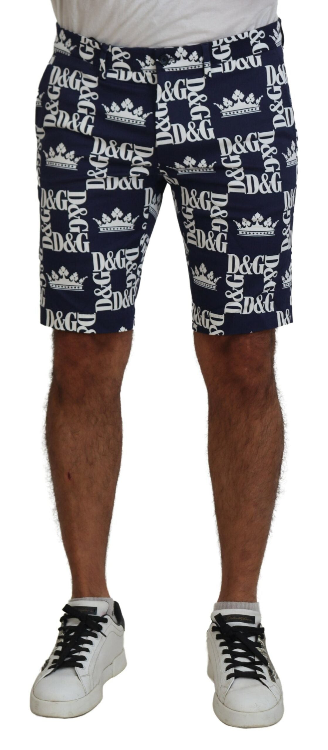 Dolce & Gabbana Blå Logotyptryckta Bomullschinoshorts