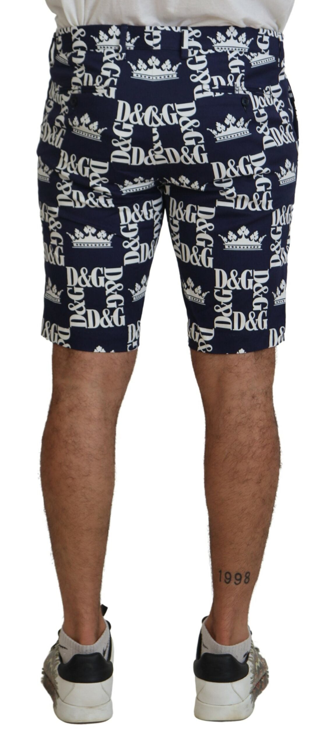Dolce & Gabbana Blå Logotyptryckta Bomullschinoshorts
