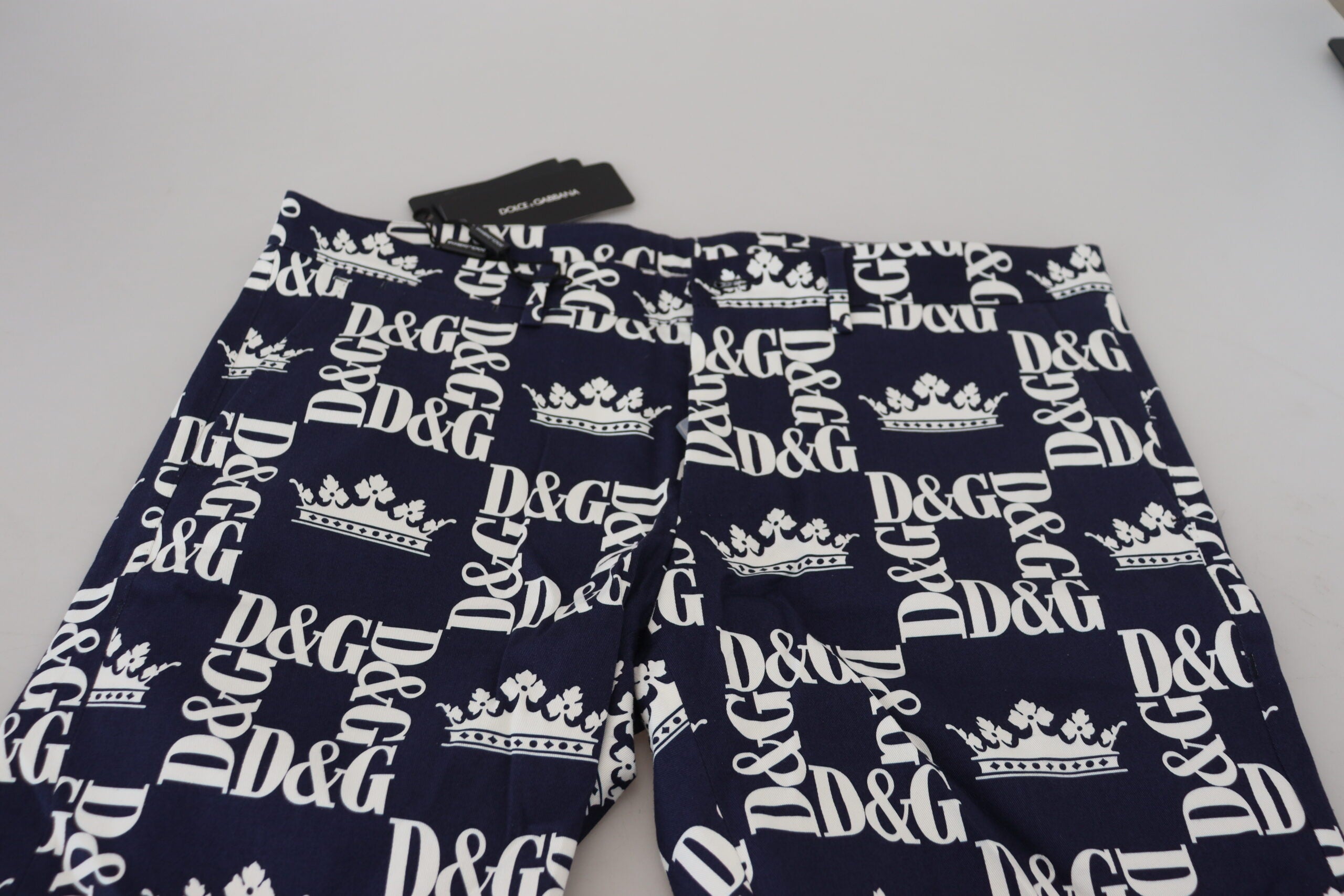 Dolce & Gabbana Blå Logotyptryckta Bomullschinoshorts