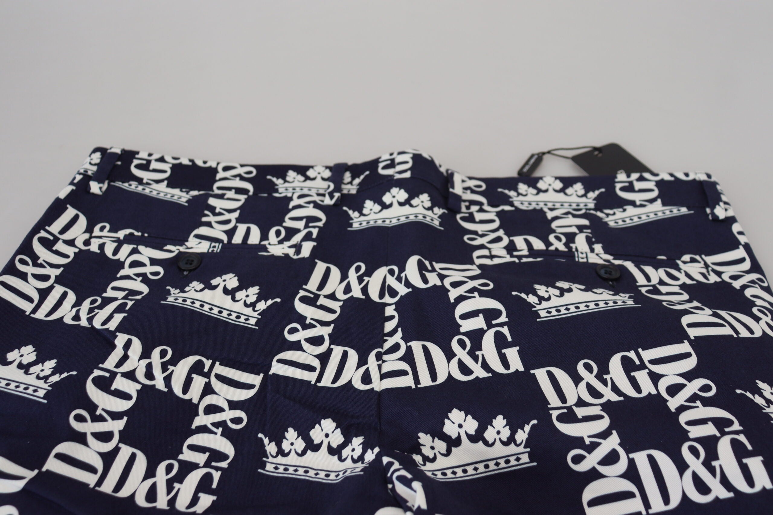 Dolce & Gabbana Blå Logotyptryckta Bomullschinoshorts