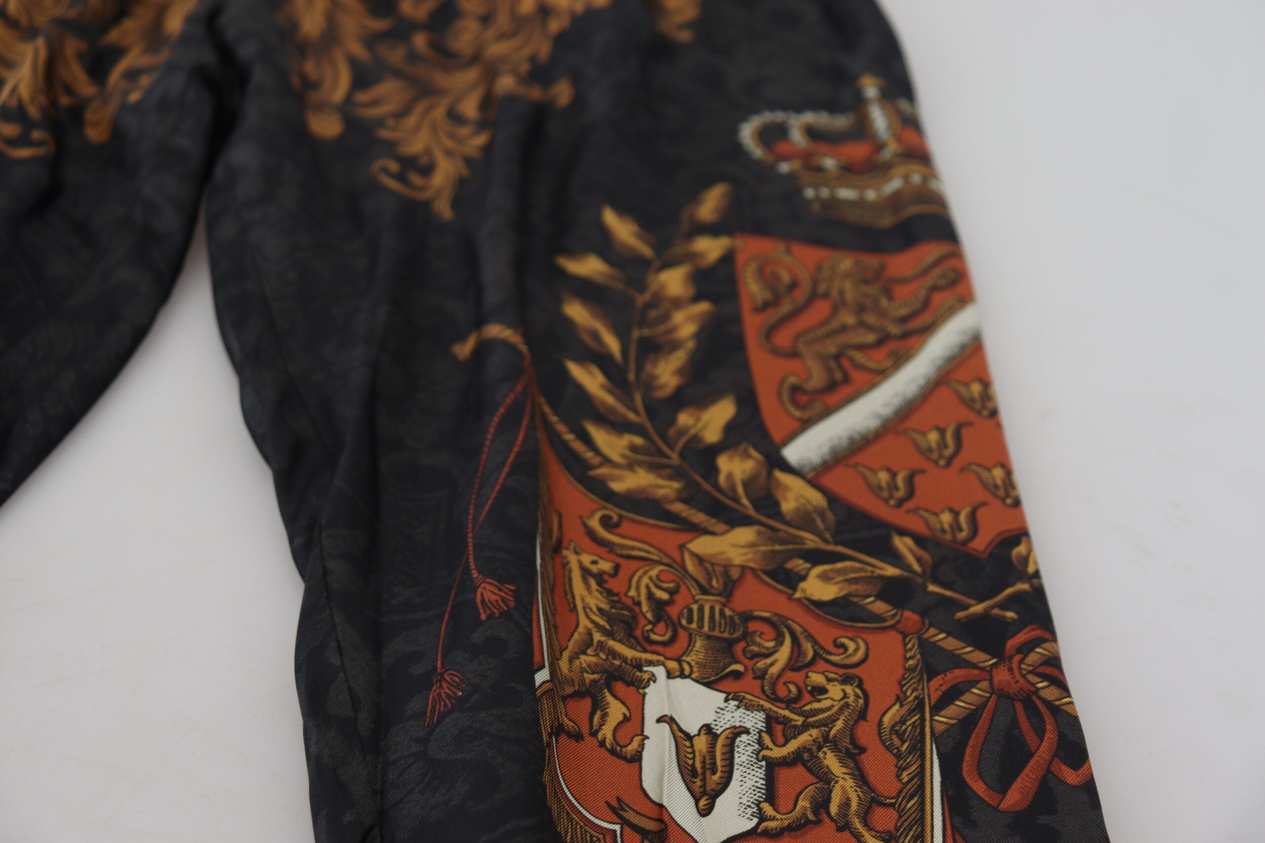 Dolce & Gabbana Grå Siden Barock Kronbyxor Sportbyxor