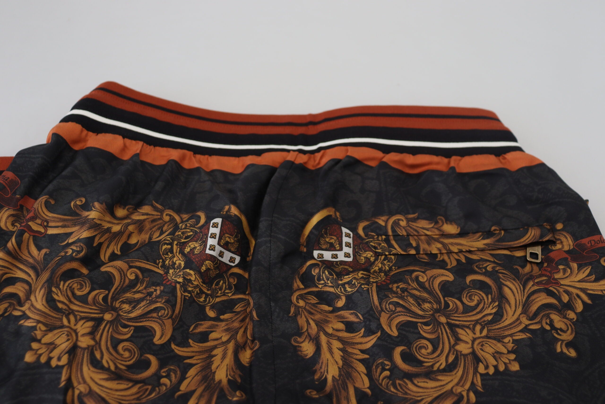 Dolce & Gabbana Grå Siden Barock Kronbyxor Sportbyxor