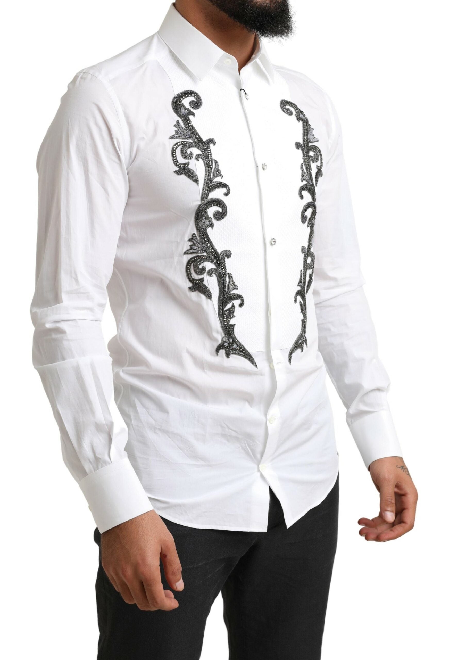 Dolce & Gabbana Vit Smokingskjorta med Slim Fit Barock