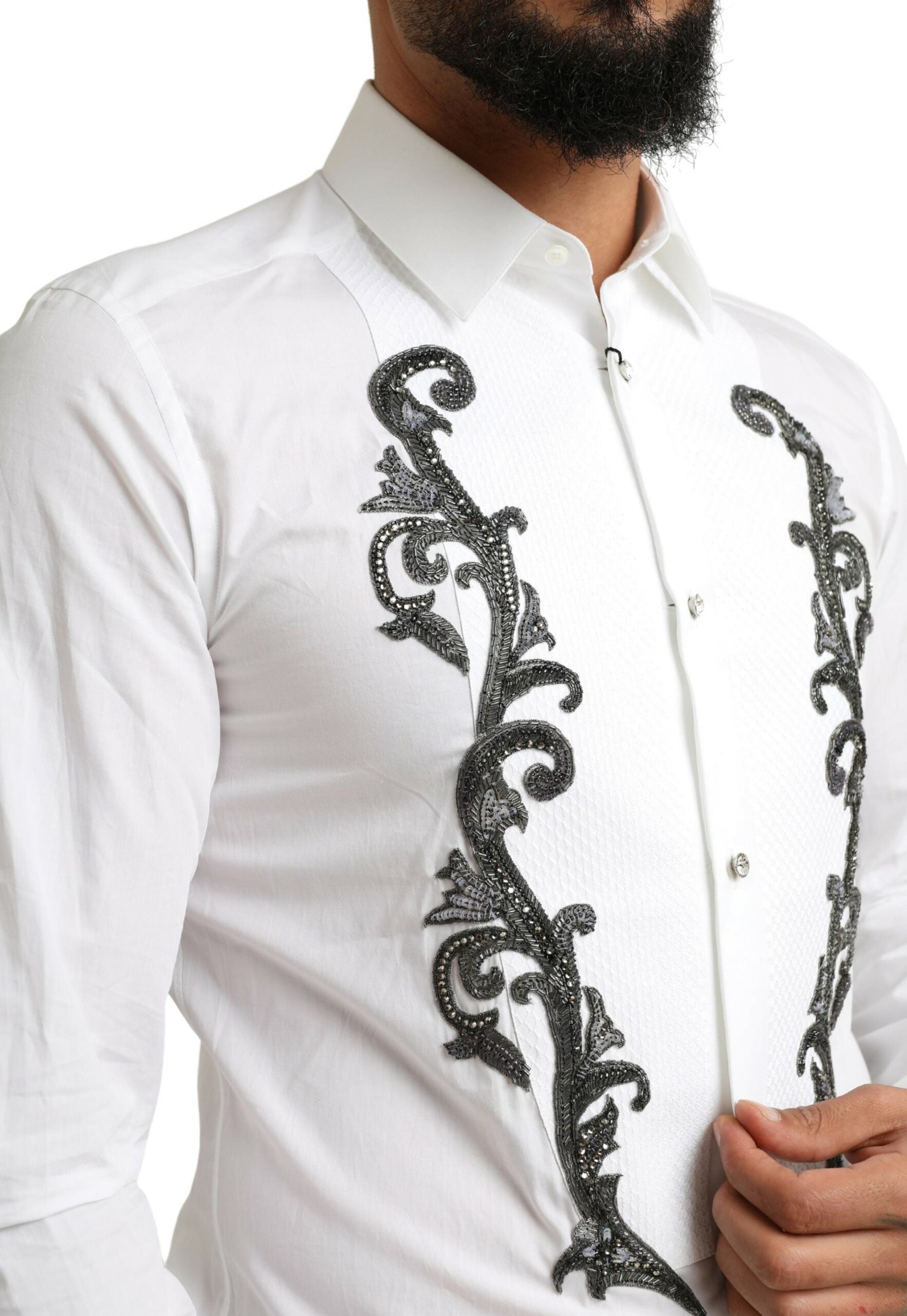 Dolce & Gabbana Vit Smokingskjorta med Slim Fit Barock