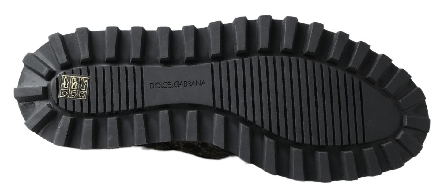 Dolce & Gabbana Svarta Vita Derbyskor i Lackläder