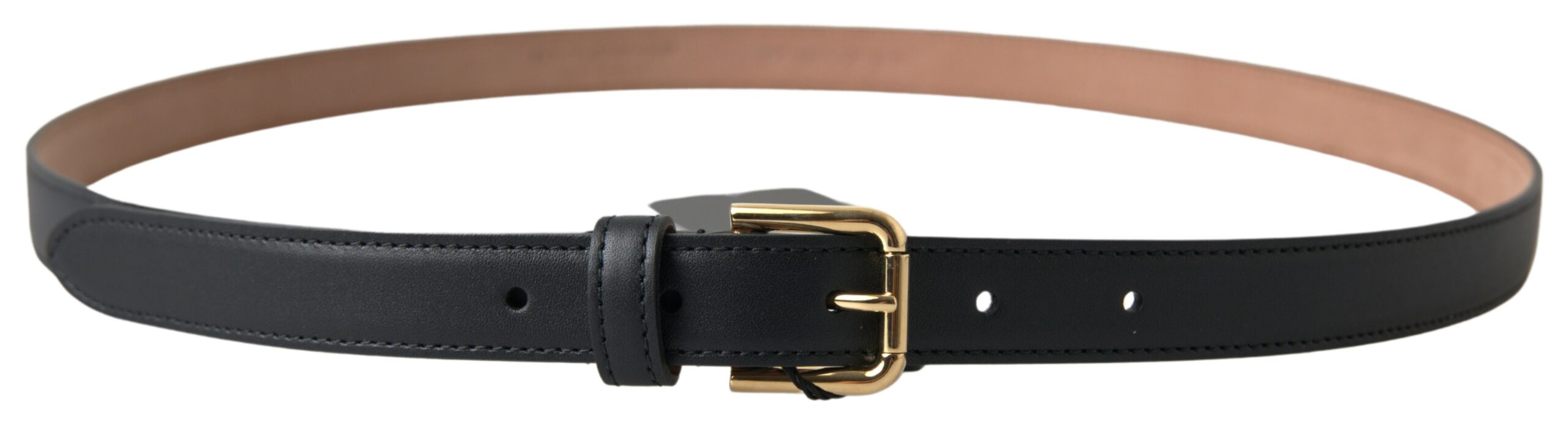Dolce & Gabbana Svart Läderbälte med Guldfärgat Metallspänne
