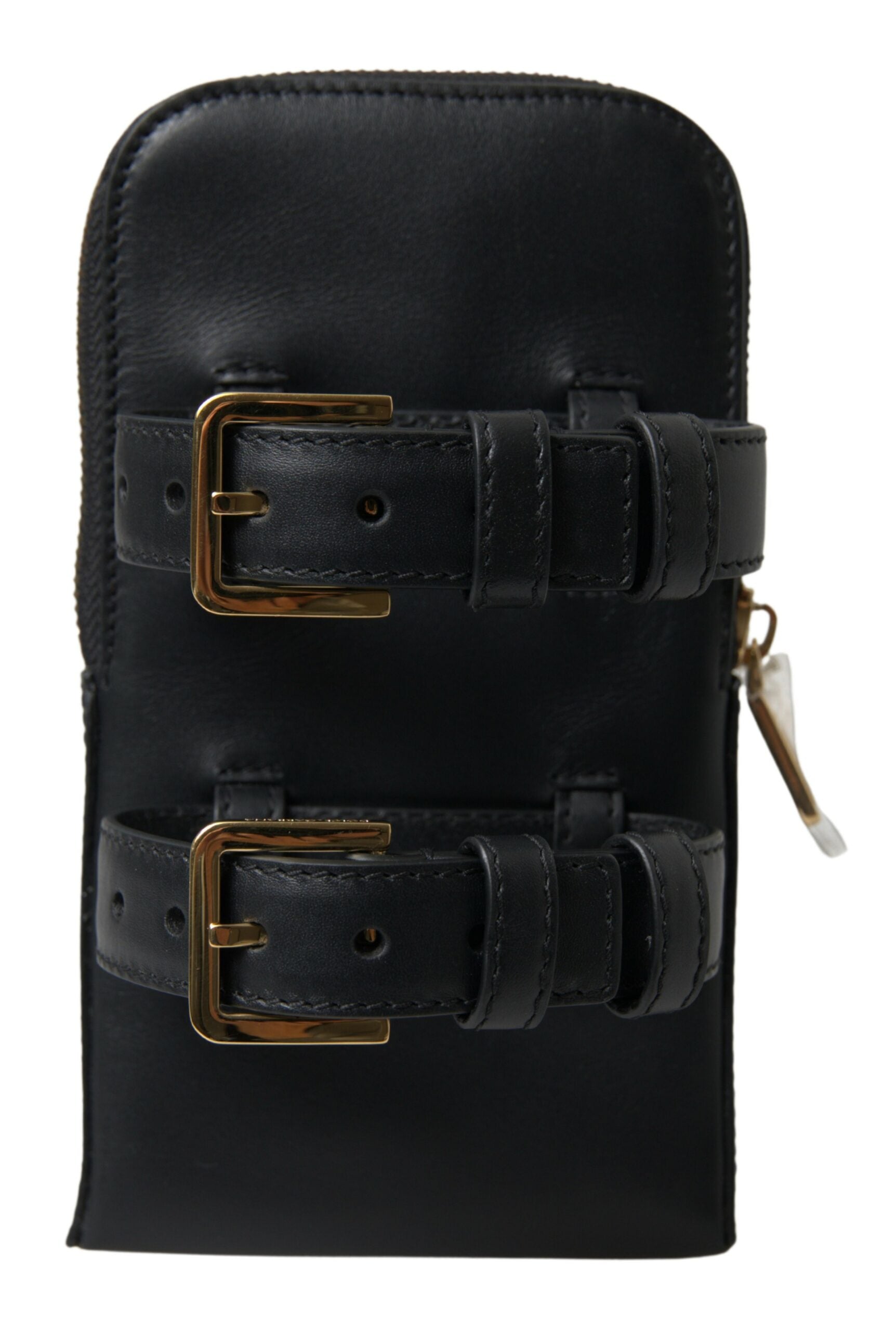 Dolce & Gabbana svart läderväska för män med dubbelt bälte och armband